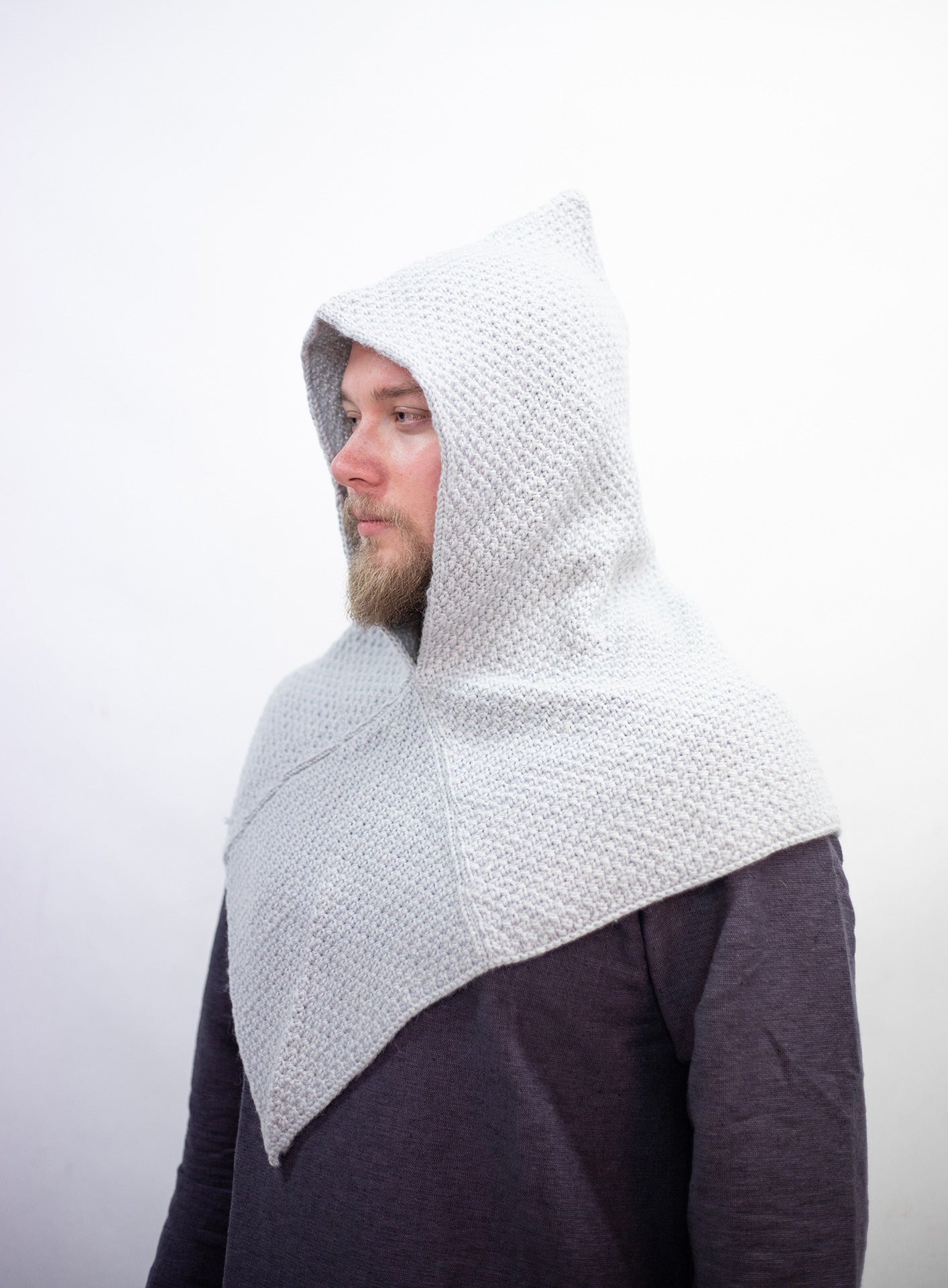 Warm Knitted Wool Cowl Scarf - Asbjorn Grey - Cozy Winter Neck Warmer for Outdoor Activities & Fashion