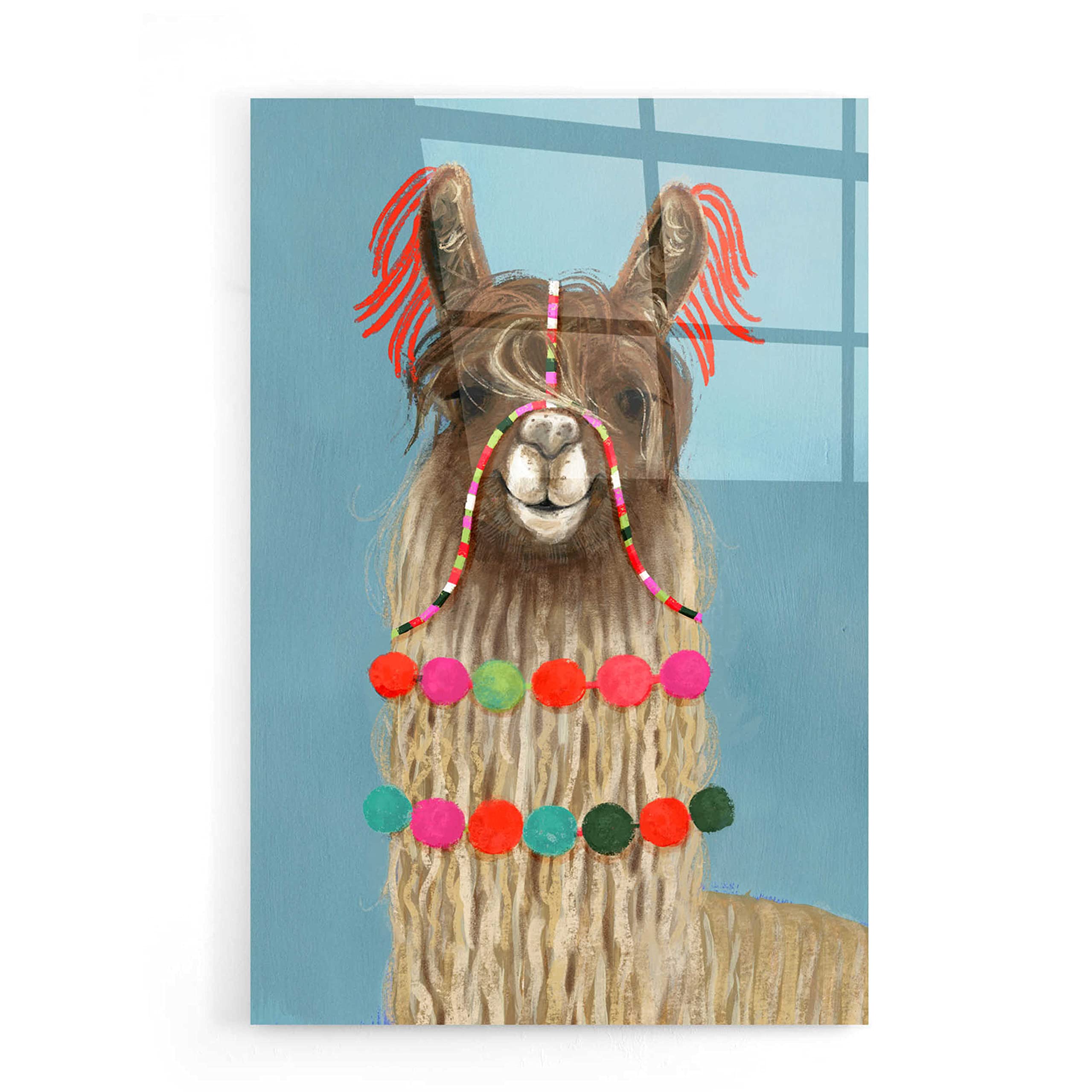 Adorned Llama IV Acrylic Wall Art by Victoria Borges - 16x24 Inch Canvas Painting for Living Room, Bedroom & Office Decor