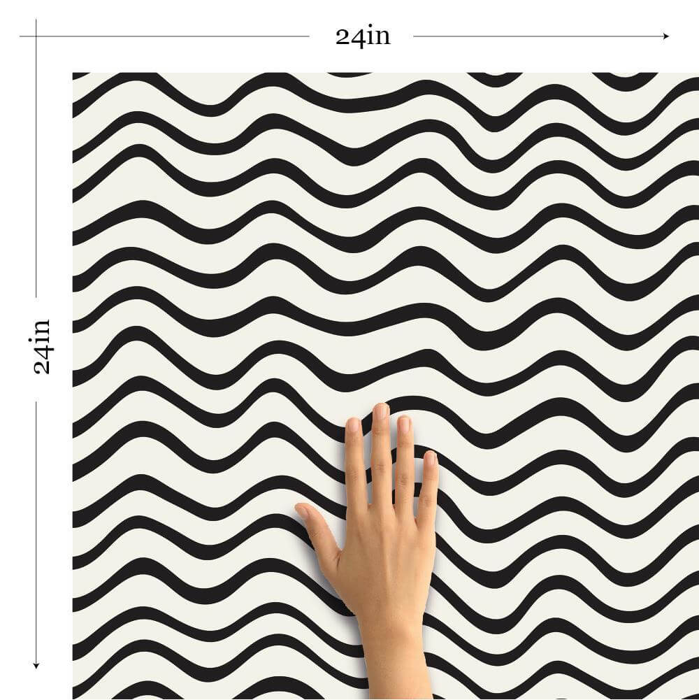 Nautical Peel and Stick Removable Wallpaper - Black & White Stripes Design - Self-Adhesive Wall Decor for Bedroom, Bathroom, Kitchen & Office