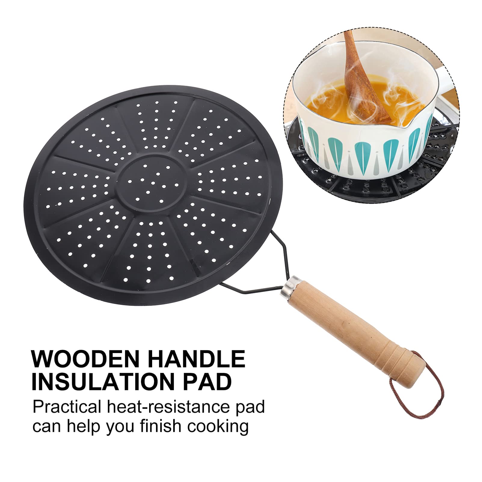 2-Pack Iron Heat Diffuser Plate for Induction Cooktops - Induction Hob Adapter with Wooden Handle - Stovetop Cookware Accessory for Even Heating & Simmering - Perfect for Home Kitchen, Camping & RV Cooking