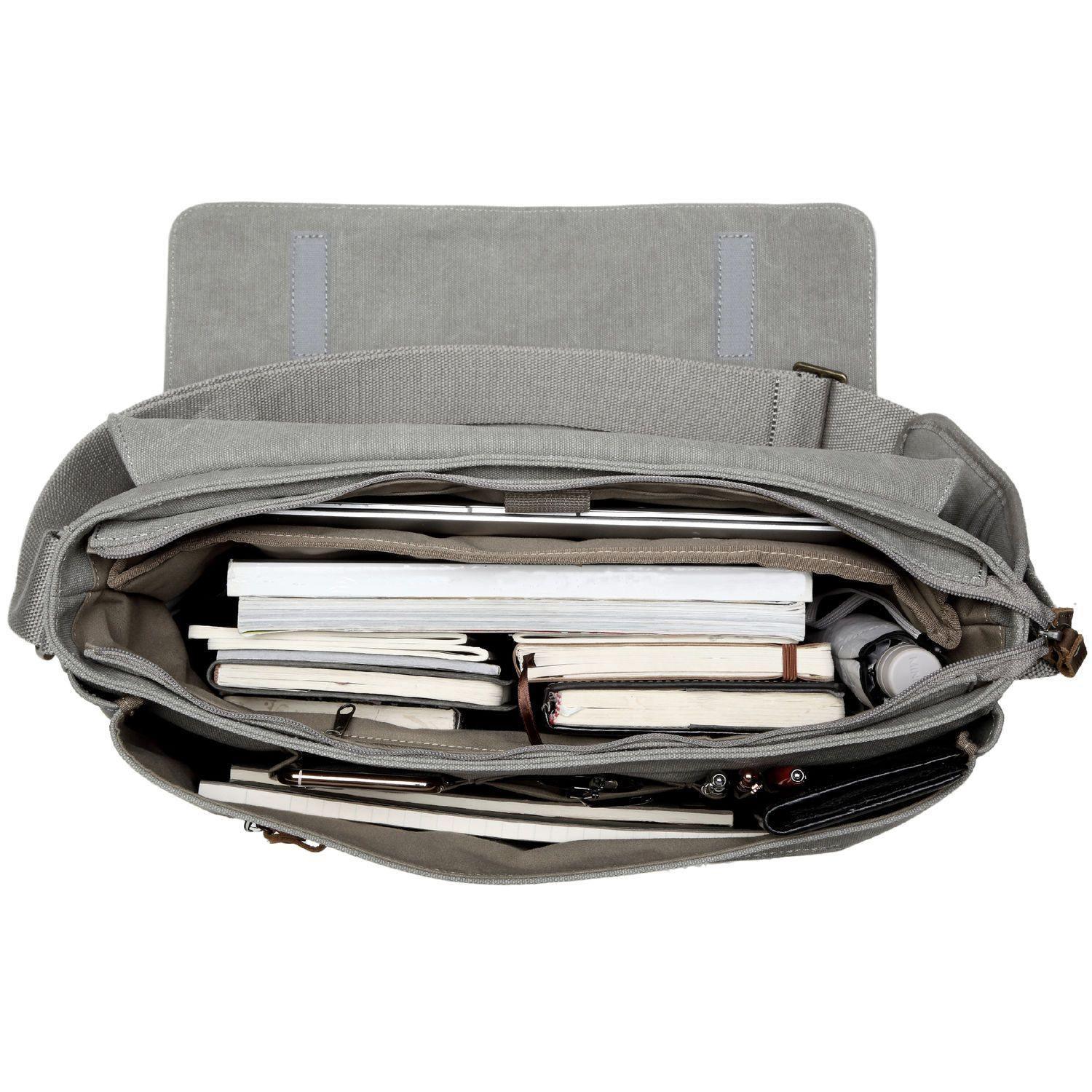 TRP0371 Troop London Classic Canvas Laptop Messenger Bag - Large 18 Inch Diagonal - Perfect for Work, Travel & College