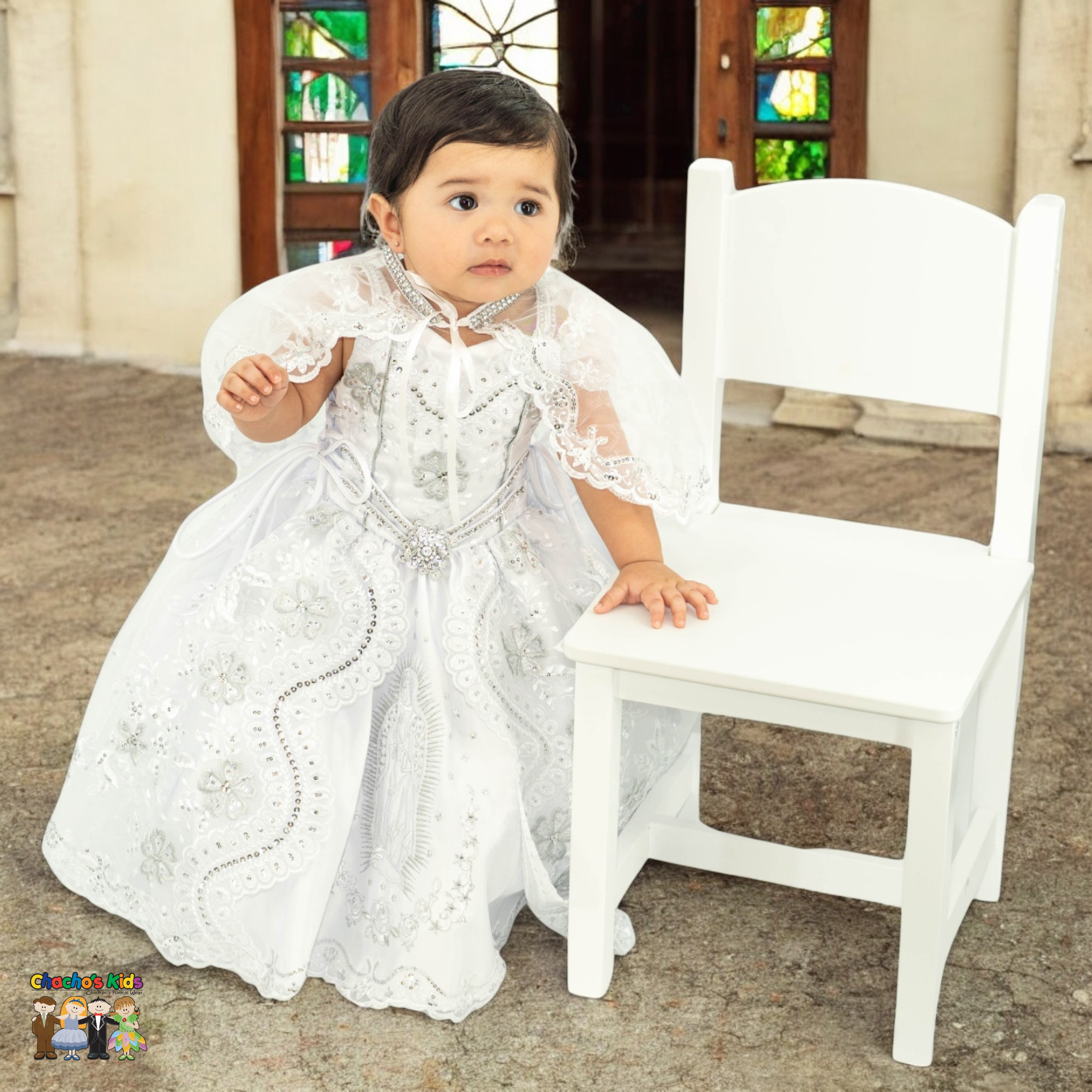 Girl's Baptism Dress - Elegant White Lace Christening Gown for Baby Girls - Perfect for Church Ceremonies, Christenings & Special Occasions