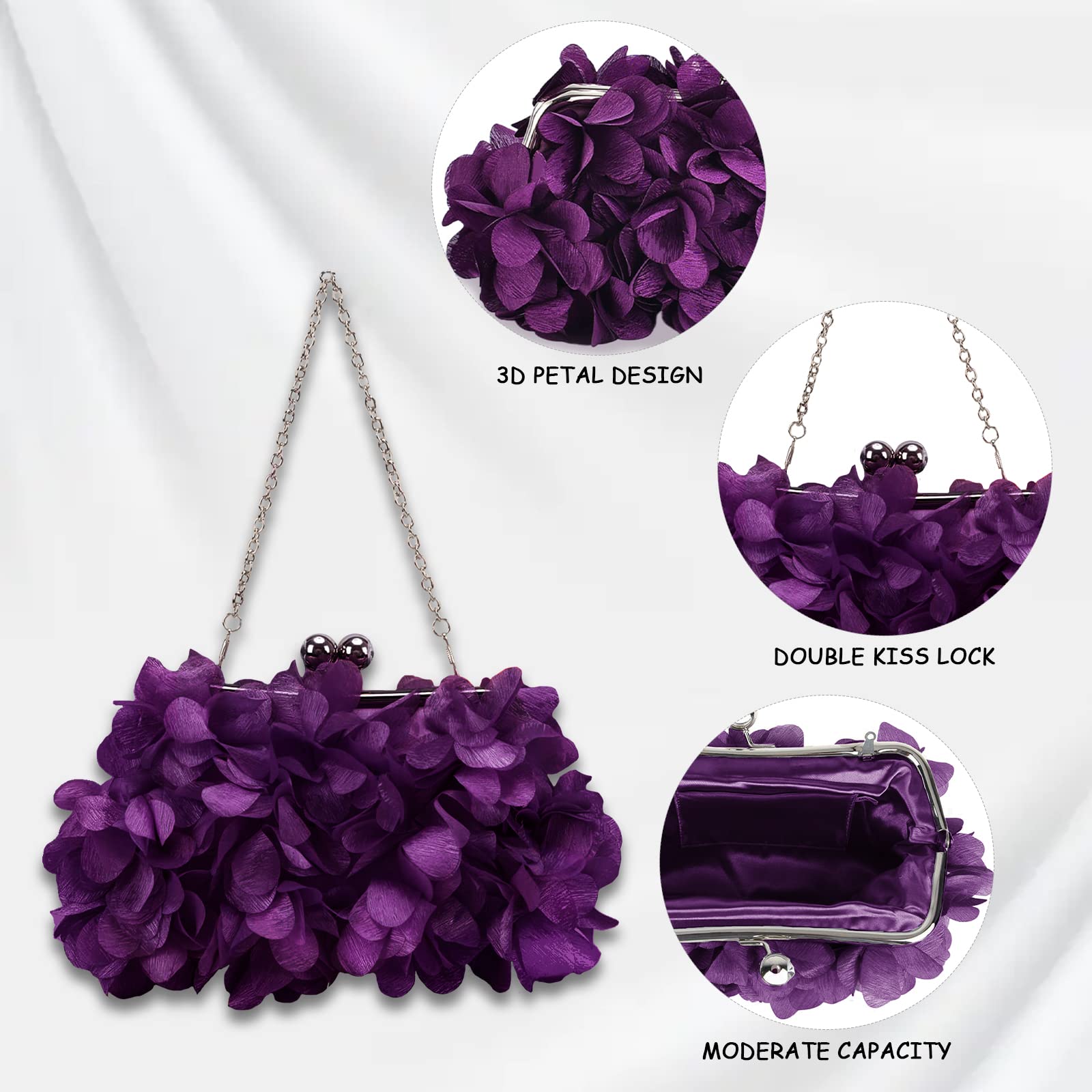 Elegant Women's Evening Purse - Small Floral Clutch Bag with Detachable Chain for Wedding, Party, Prom | Perfect for Formal Events, Date Nights & Special Occasions