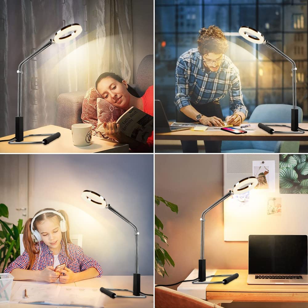 Depuley Minimalist Desk Lamp - Adjustable Angle 5W LED Warm Light, Modern Industrial Table Lamp with Plug-in Cord for Study, Office, Art & Work Lighting | Stable Base | Perfect for Home Office, Bedroom Nightstand & Reading Nook