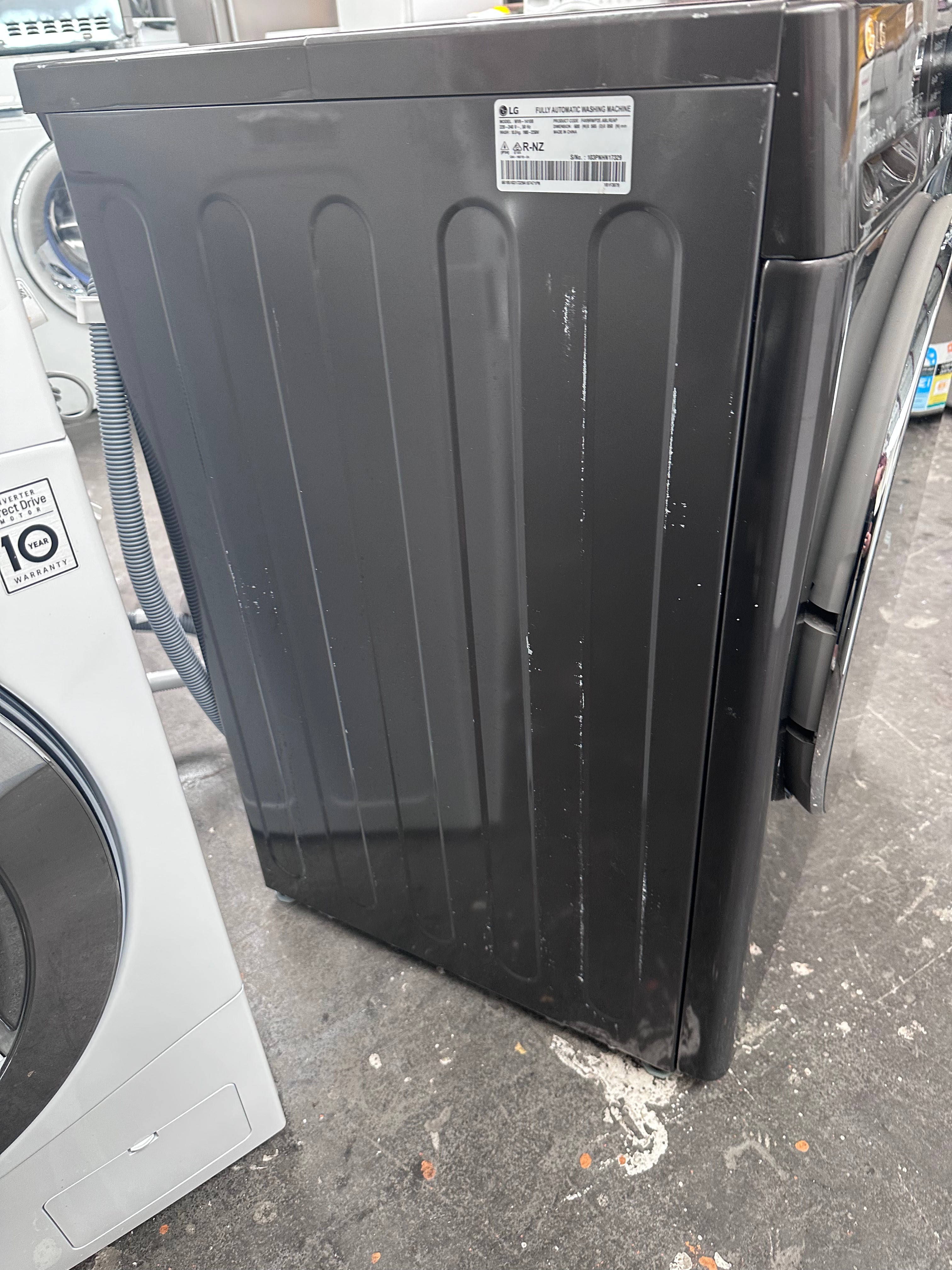 LG 10kg Black Steel Front Load Washing Machine with Steam Function - Certified Refurbished | Perfect for Apartments, Small Homes & Eco-Friendly Laundry