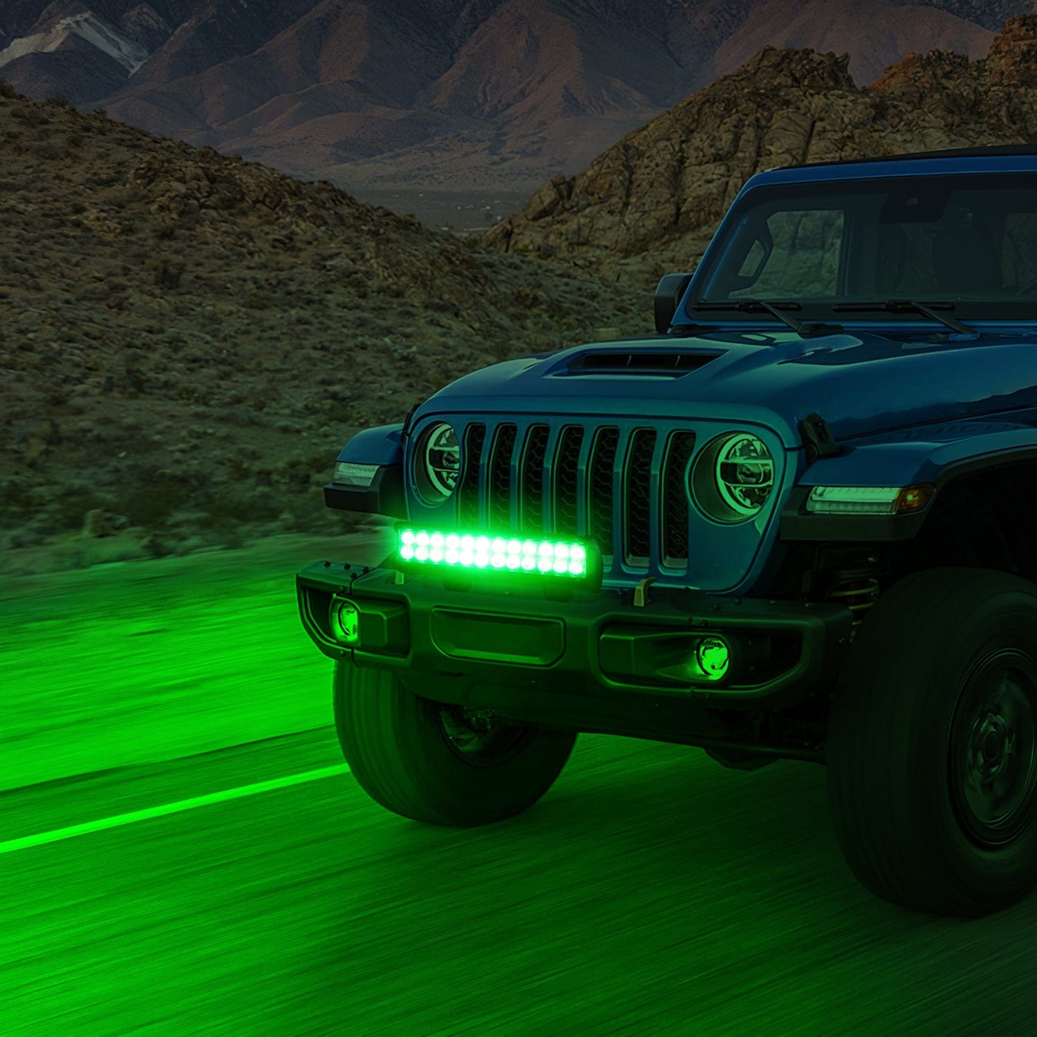 72W 12 Inch LED Light Bar Combo Spot Flood Beam - Green Off-Road ATV UTV Truck Jeep Lighting for Night Driving & Outdoor Adventures