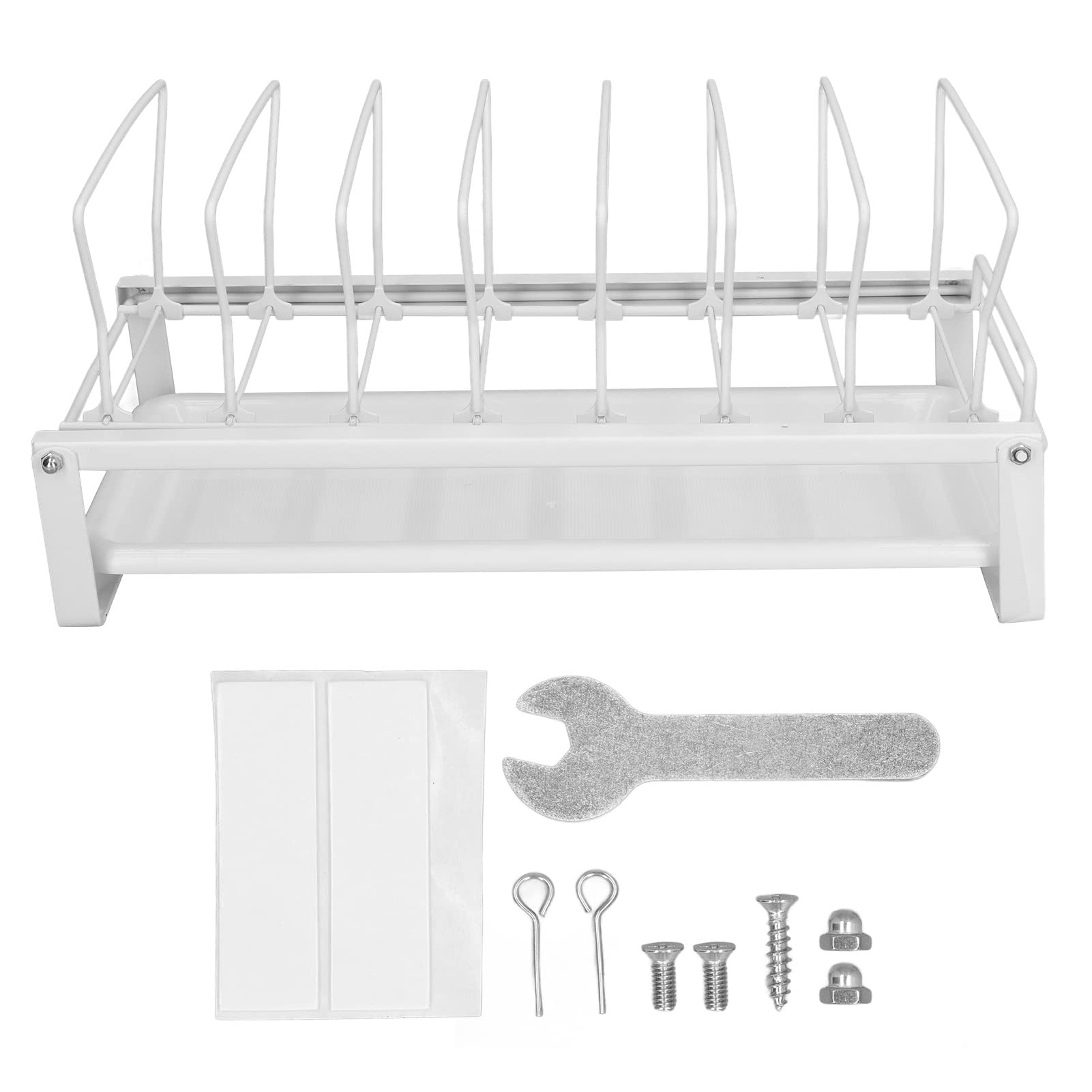 Stainless Steel Dish Drainer with Drip Tray - Rust Proof Kitchen Drying Rack, Slide Rail Design for Tableware & Utensils - Perfect for Countertop Organization (White)