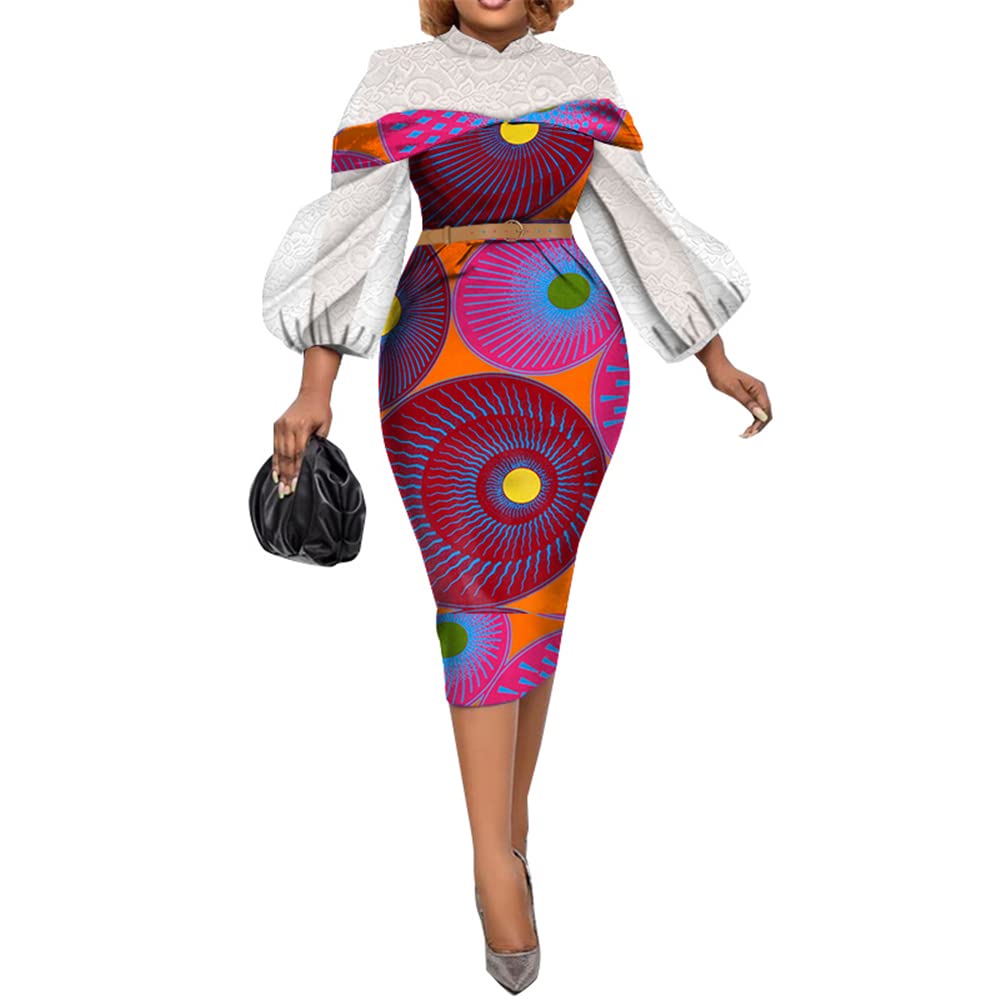 Stylish African Dresses for Women - Elegant Lace Short Pencil Skirt with Traditional Ankara Kente Print - Perfect for Parties, Weddings & Special Occasions