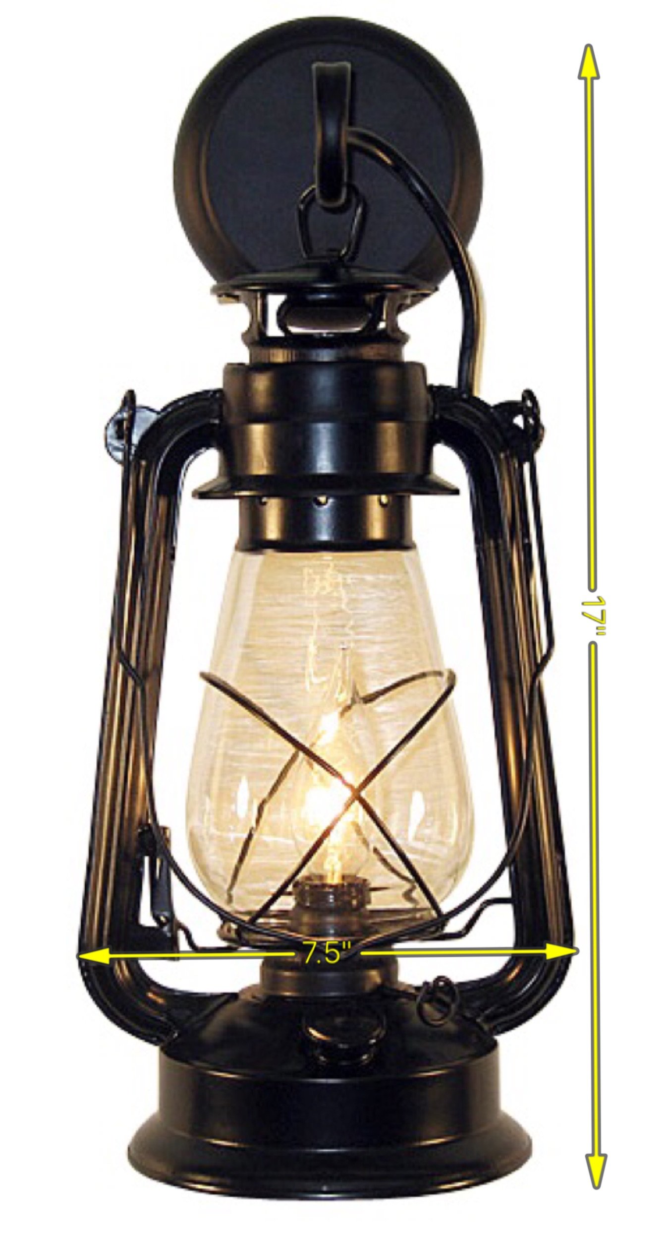 Rustic Wall Sconce Lantern Set of 2 - Farmhouse Wall Light Fixtures with Glass Globe, Hardwired Electric Lantern for Indoor/Outdoor Use - Black Finish - Perfect for Porch, Patio, Entryway & Bedroom Lighting