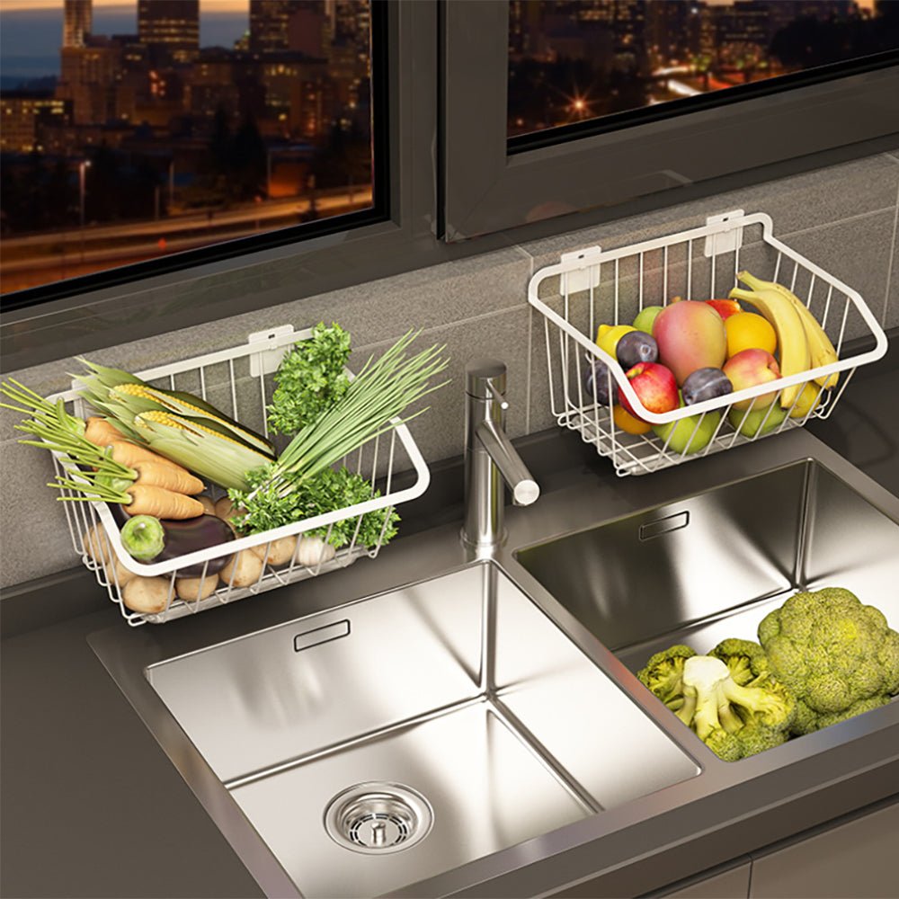 Milo Wire Kitchen Storage Basket Set of 2 - Rustproof Metal Organizer for Pantry, Countertop, or Cabinet - Perfect for Fruits, Vegetables, and Kitchen Utensils