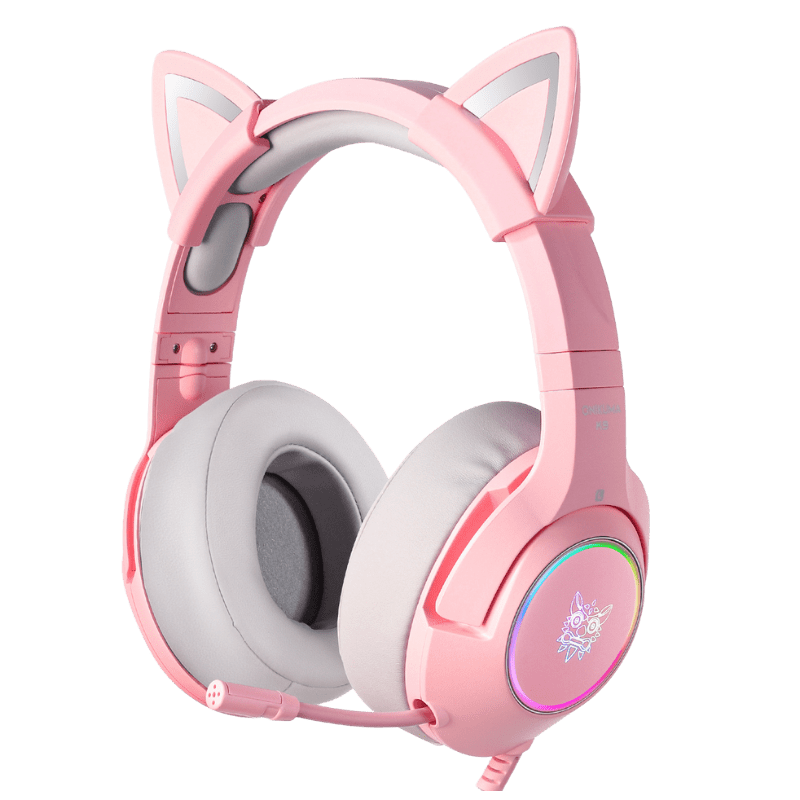 ONIKUMA K9 RGB Stereo Gaming Headset with Cat Ears - Noise Cancelling Mic, Comfortable Over-Ear Design for PS4, Xbox One, PC, Nintendo Switch - Perfect for Gaming, Streaming & Online Classes