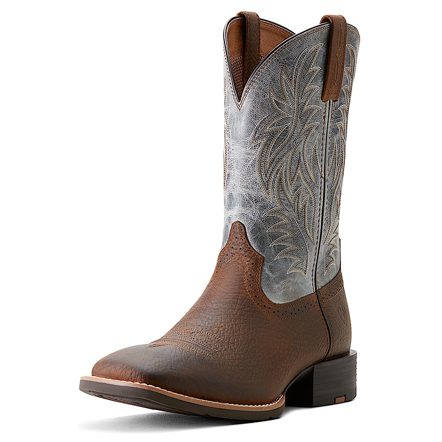 Ariat Men's Sport Western Boots - Wide Square Toe in Earth & Glacier Blue - Perfect for Rodeo, Country Dancing & Outdoor Adventures