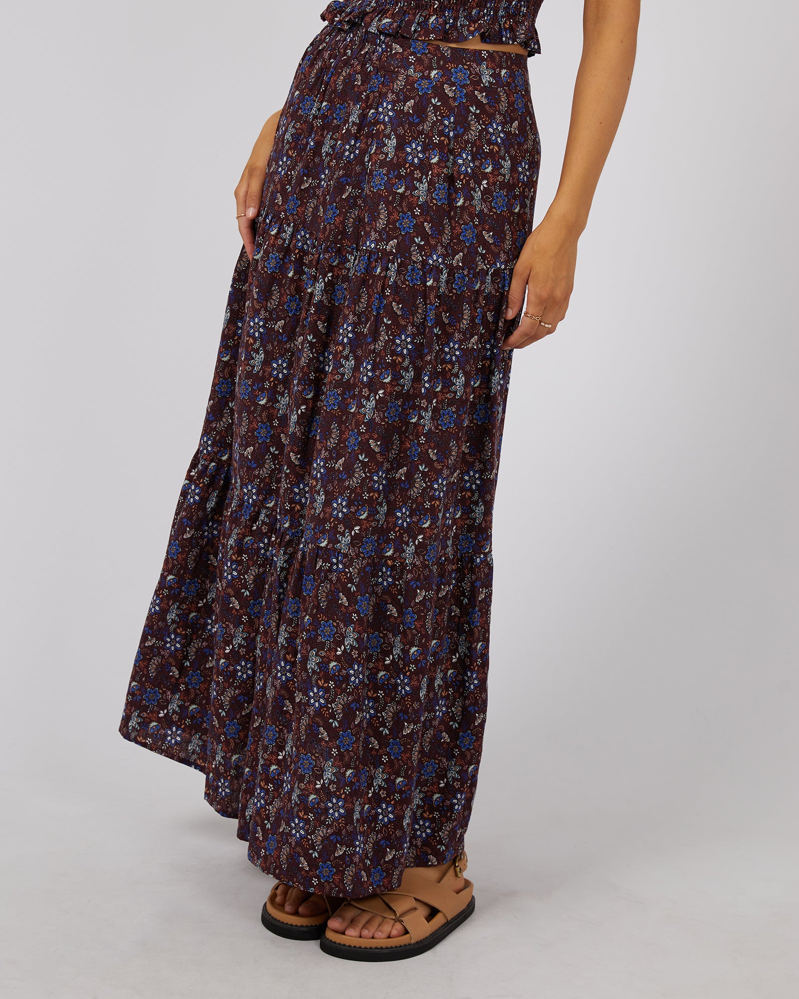 Eve Millie Floral Print Maxi Skirt for Women - Boho Summer Beach Dress with Side Slit | Perfect for Vacations, Weddings & Outdoor Parties