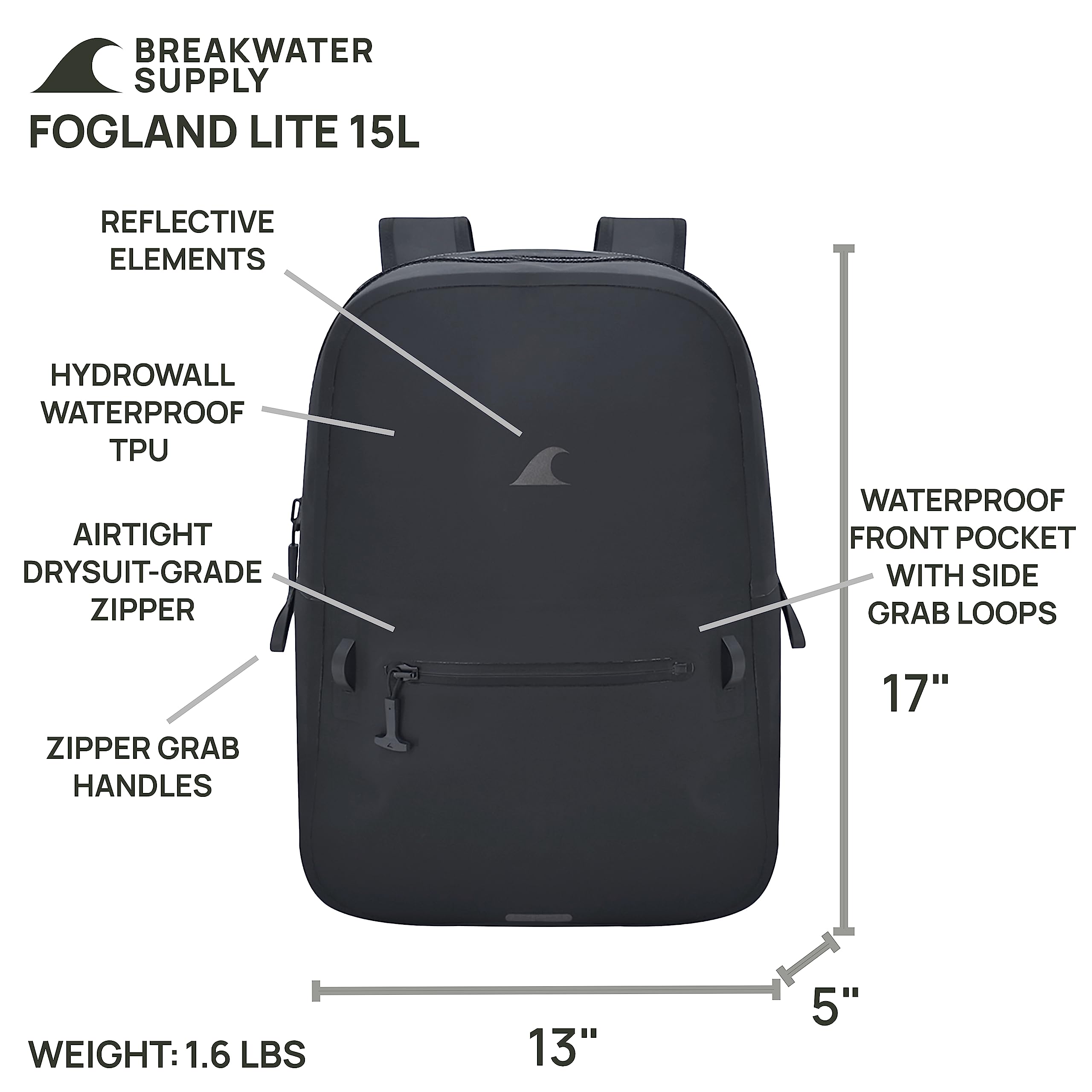 Waterproof Submersible Backpack 25L 20L 15L - Airtight Laptop Bag with Dry Compartment for Travel, Hiking & Outdoor Adventures | Breakwater Supply™ Fogland Series