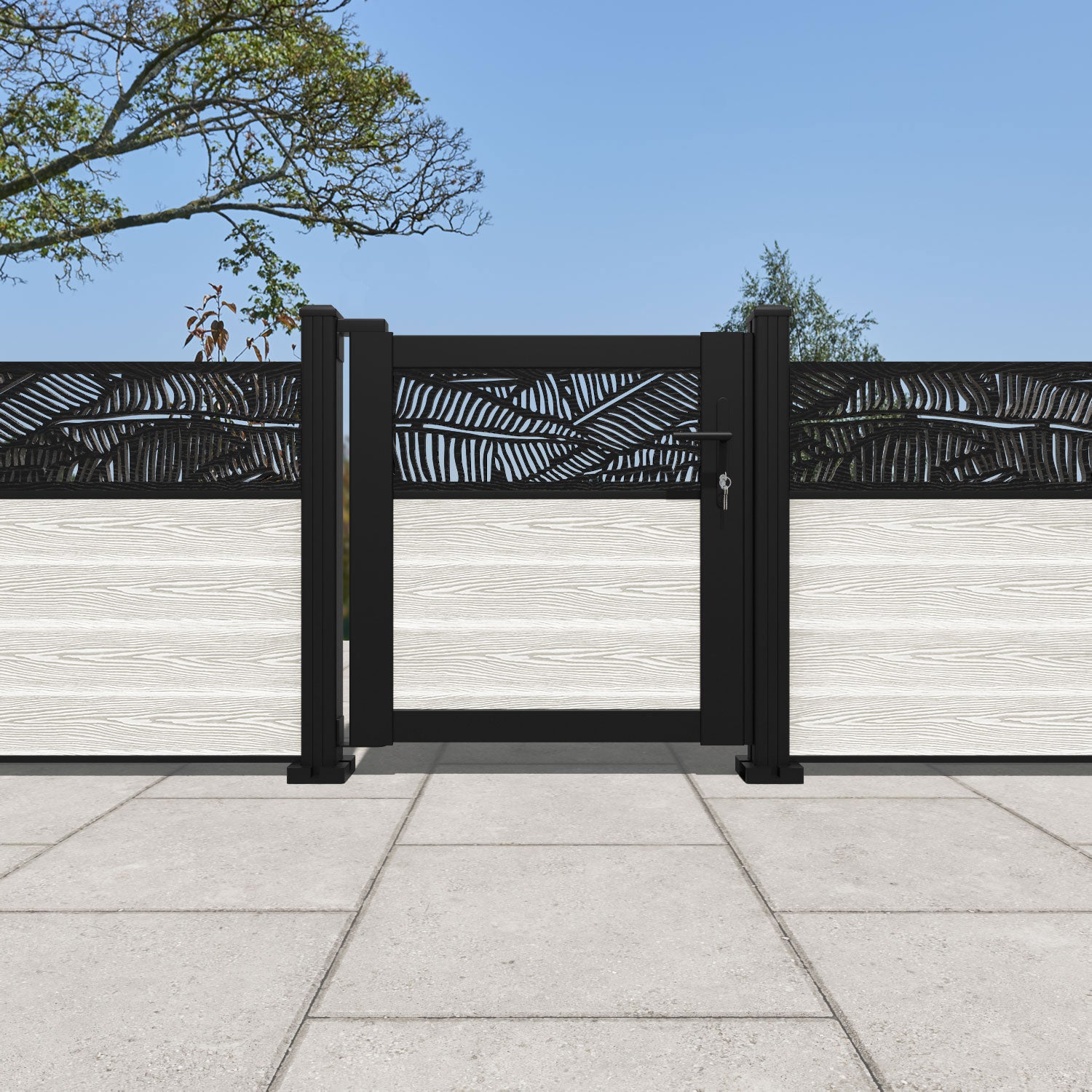 Classic Feather Pedestrian Gate - Light Stone Color | Durable Garden Entryway | Perfect for Backyard, Patio & Driveway Security