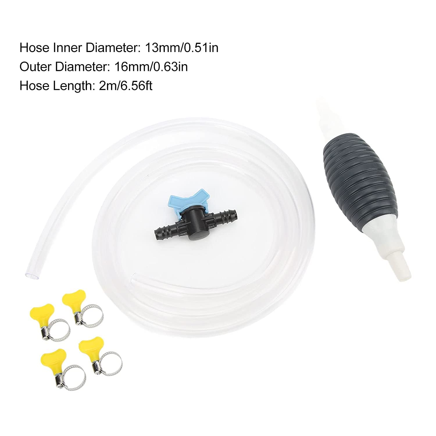 **AUXA High Flow Hand Siphon Pump with 2m Hose - Liquid Transfer Pump for Diesel, Gasoline, Water, Oil & Petrol | Temperature Resistant Check Valve | Portable Fuel Transfer Pump for Cars, Boats, Lawn Mowers & Emergency Use**
