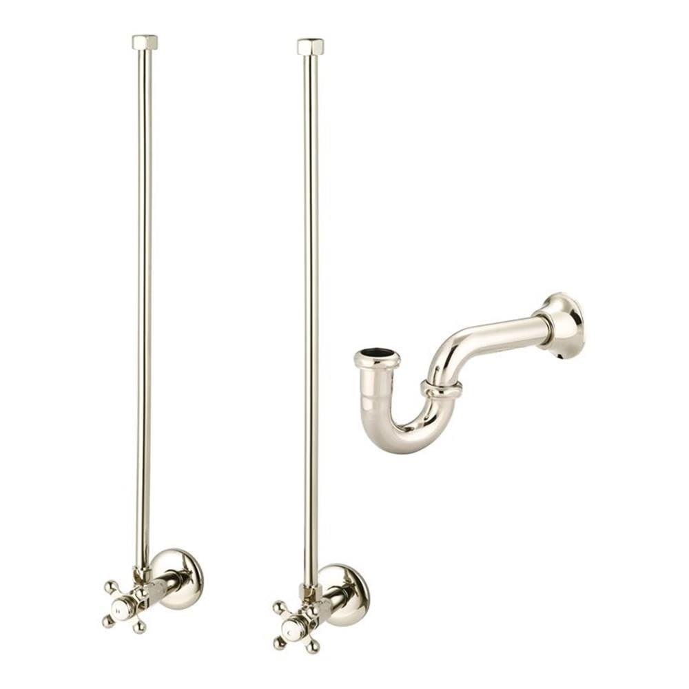 Modern Solid Brass P-Trap Water Supply Kit in Polished Nickel - Durable Bathroom Sink Drain Pipe for Kitchen & Vanity Installation - Perfect for Home Renovation and DIY Plumbing Projects