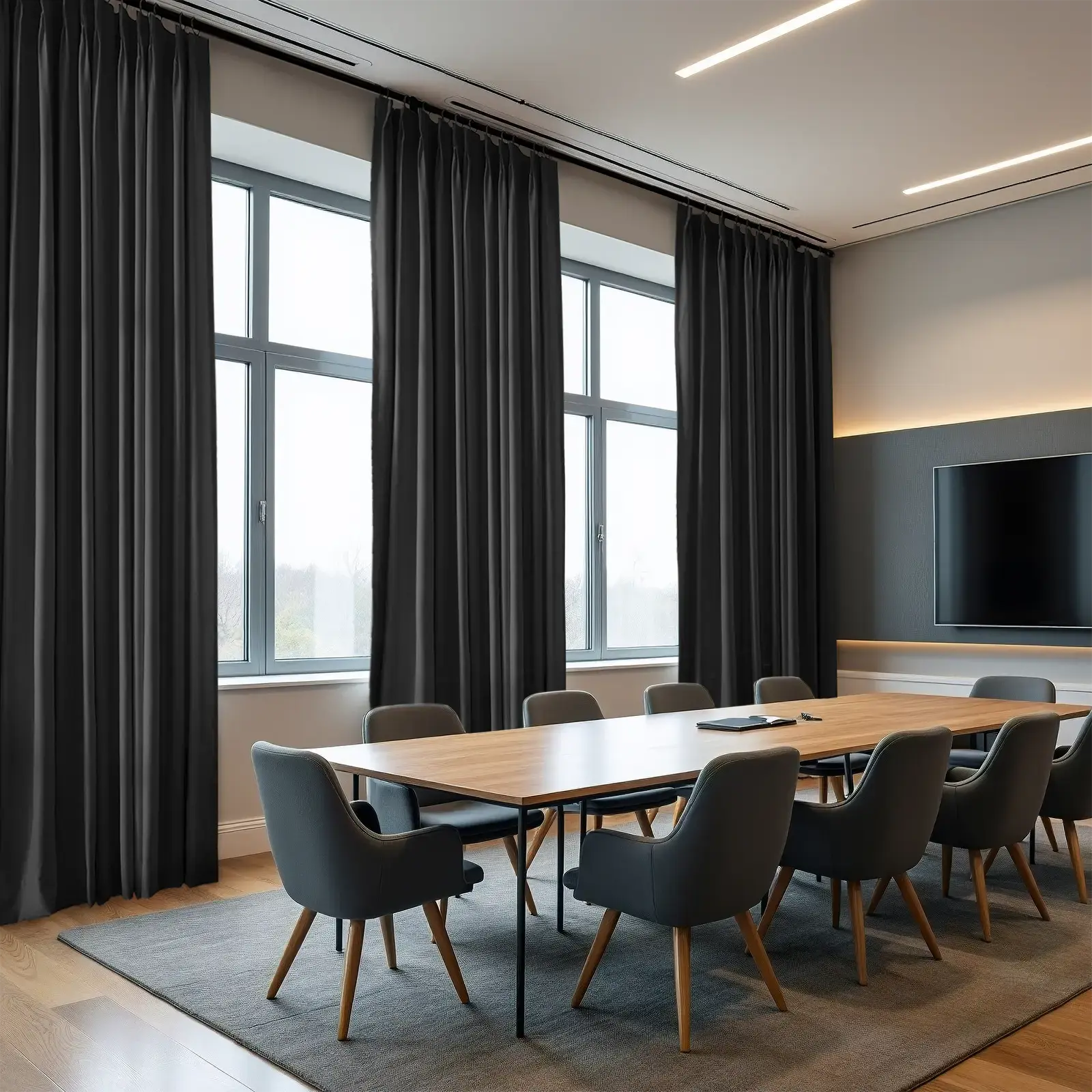 Flame Retardant Pleated Curtains - Fireproof & Heat Resistant for Home Safety - Perfect for Living Room, Bedroom & Office Decor
