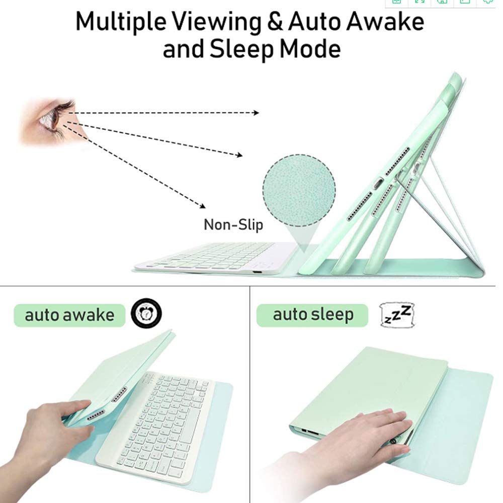 iPad Keyboard Case with Touchpad & Mouse - Compatible with iPad 2018 (6th Gen)/2017 (5th Gen)/Pro 9.7/Air 2 & 1 | Slim Folio Keyboard Cover with Trackpad, Pencil Holder & Laptop-Style Protection in Green - Perfect for Work, Study & Travel