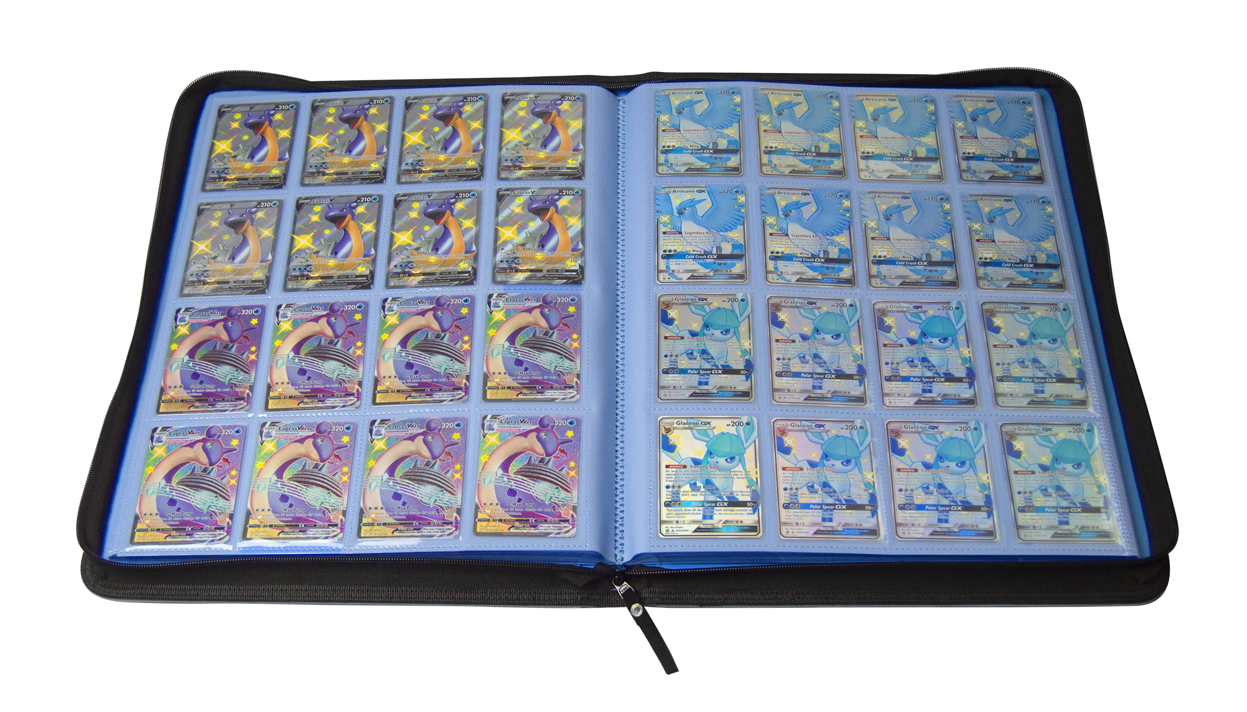 TopDeck 1000 Card Binder - Premium TCG Portfolio with 16 Side-Loading Pocket Pages - Ringless Design for Pokemon, Yu-Gi-Oh, Magic The Gathering & Collectible Cards - Durable Blue Trading Card Album for Storage & Display