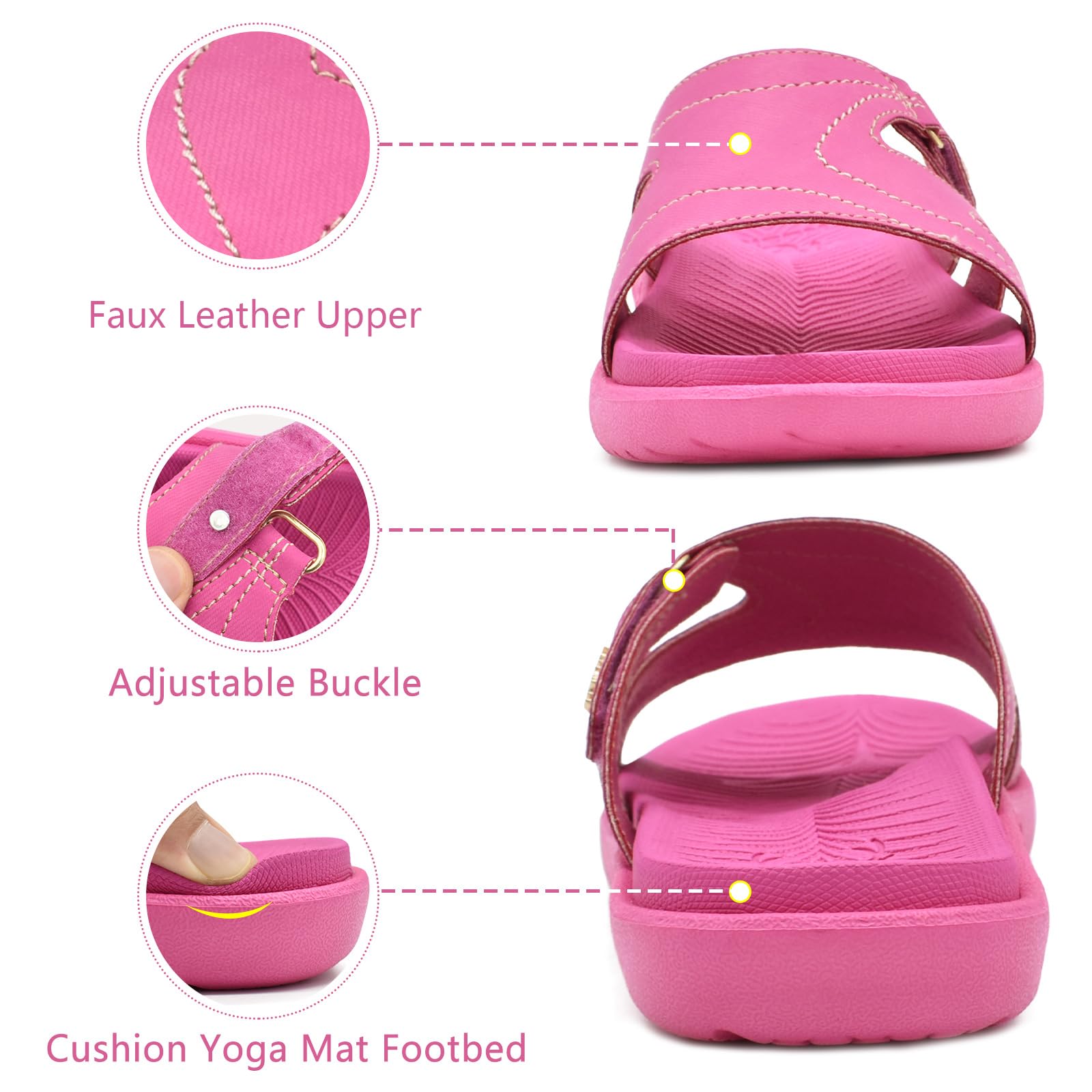 KuaiLu Women's Orthotic Slides - Lightweight Athletic Yoga Sandals with Thick Cushion & Arch Support for Plantar Fasciitis - Perfect for Yoga, Gym, and Home Comfort