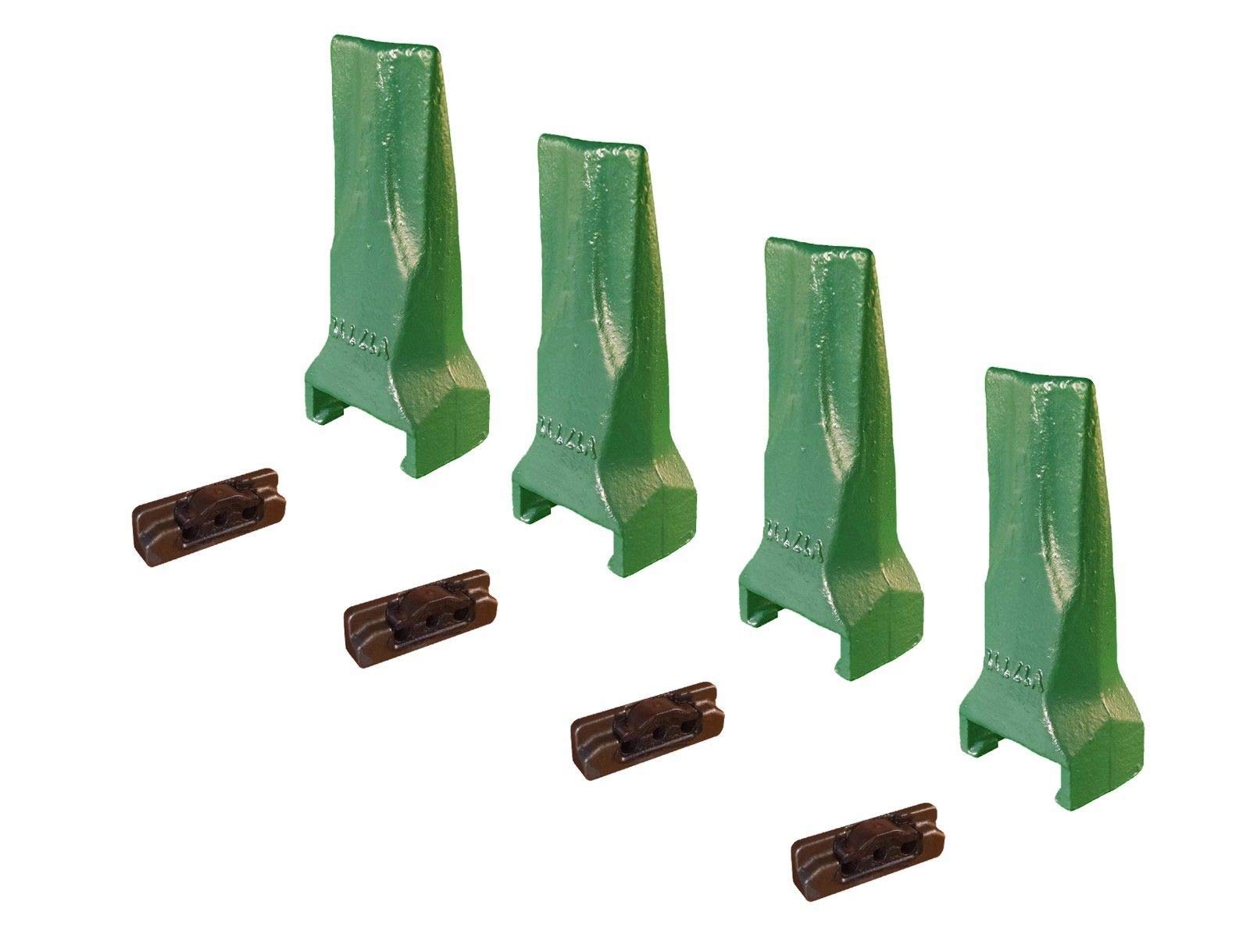 4 Pack Esco Style Super V Backhoe/Mini Excavator Bucket Dirt Teeth with Pins - V17TYL Replacement Teeth for Digging, Trenching & Construction Work