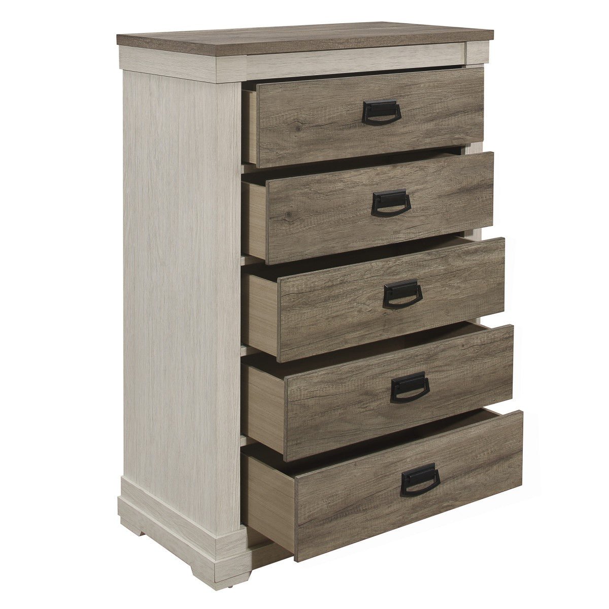 Arcadia Chest - White & Weathered Grey Wooden Storage Cabinet for Bedroom, Living Room, or Entryway Organization