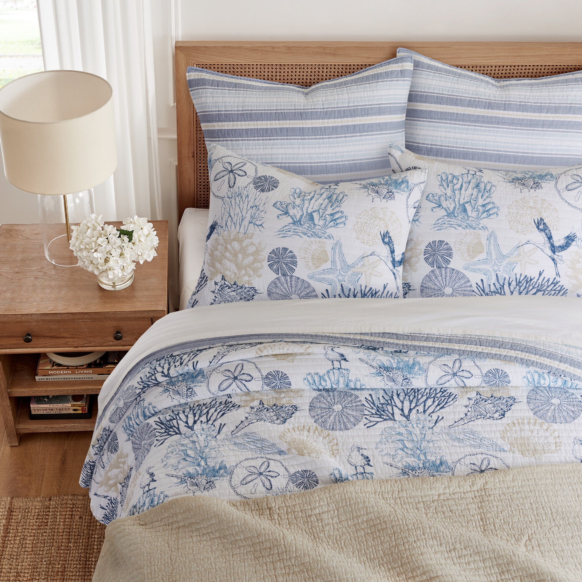 Serena Sea Euro Sham Set of 2 - Premium Cotton Decorative Pillow Covers for Bedroom Decor, Hotel Style Luxury Bedding Accessories (Perfect for Master Bedroom, Guest Room & Vacation Rental Styling)