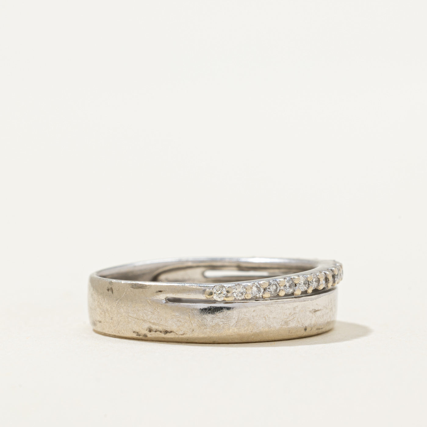Semi Eternity Diamond Wedding Band Ring - 0.07ctw Round Cut Diamond Engagement Ring for Women - Size 5 - Perfect for Anniversary, Proposal & Bridal Jewelry Gifts