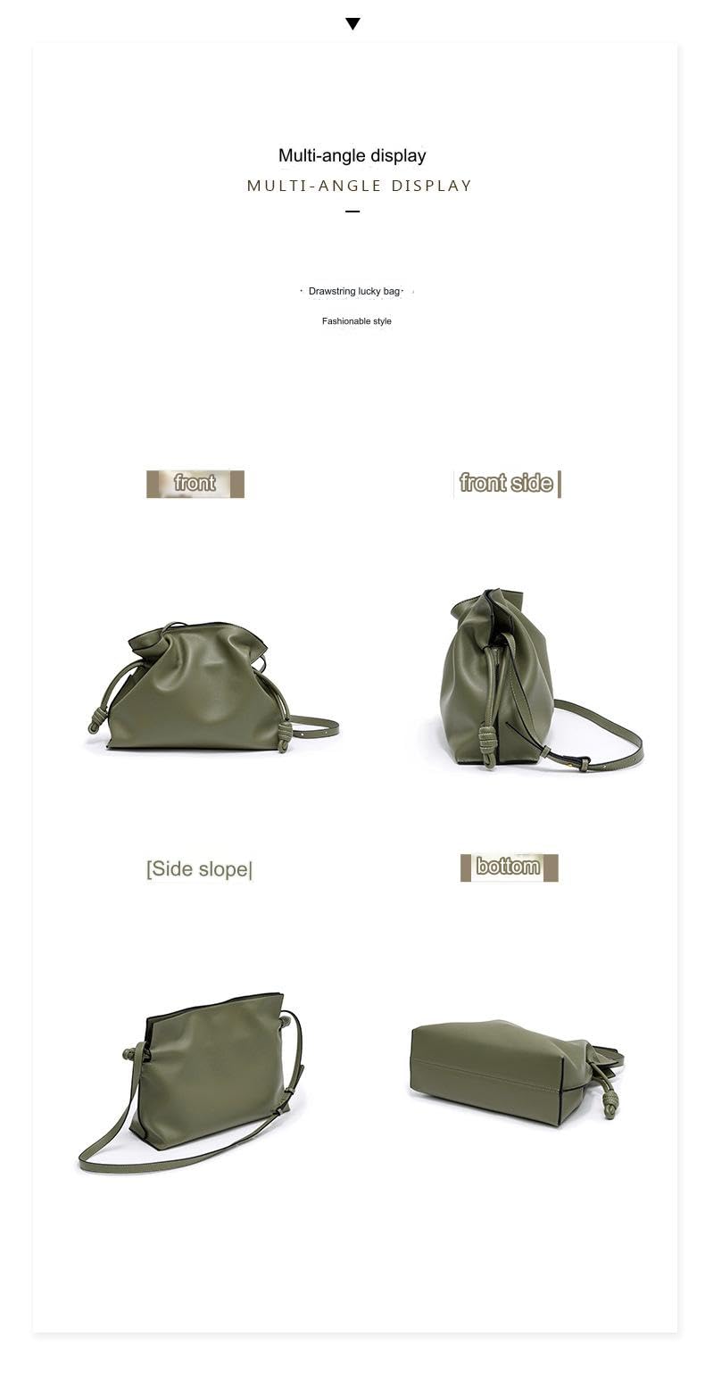 MOZEK Genuine Leather One-Shoulder Crossbody Bag - Korean Style Cloud Purse with Large Capacity | Perfect for Work, Travel & Daily Use (Lucky Bag Design)