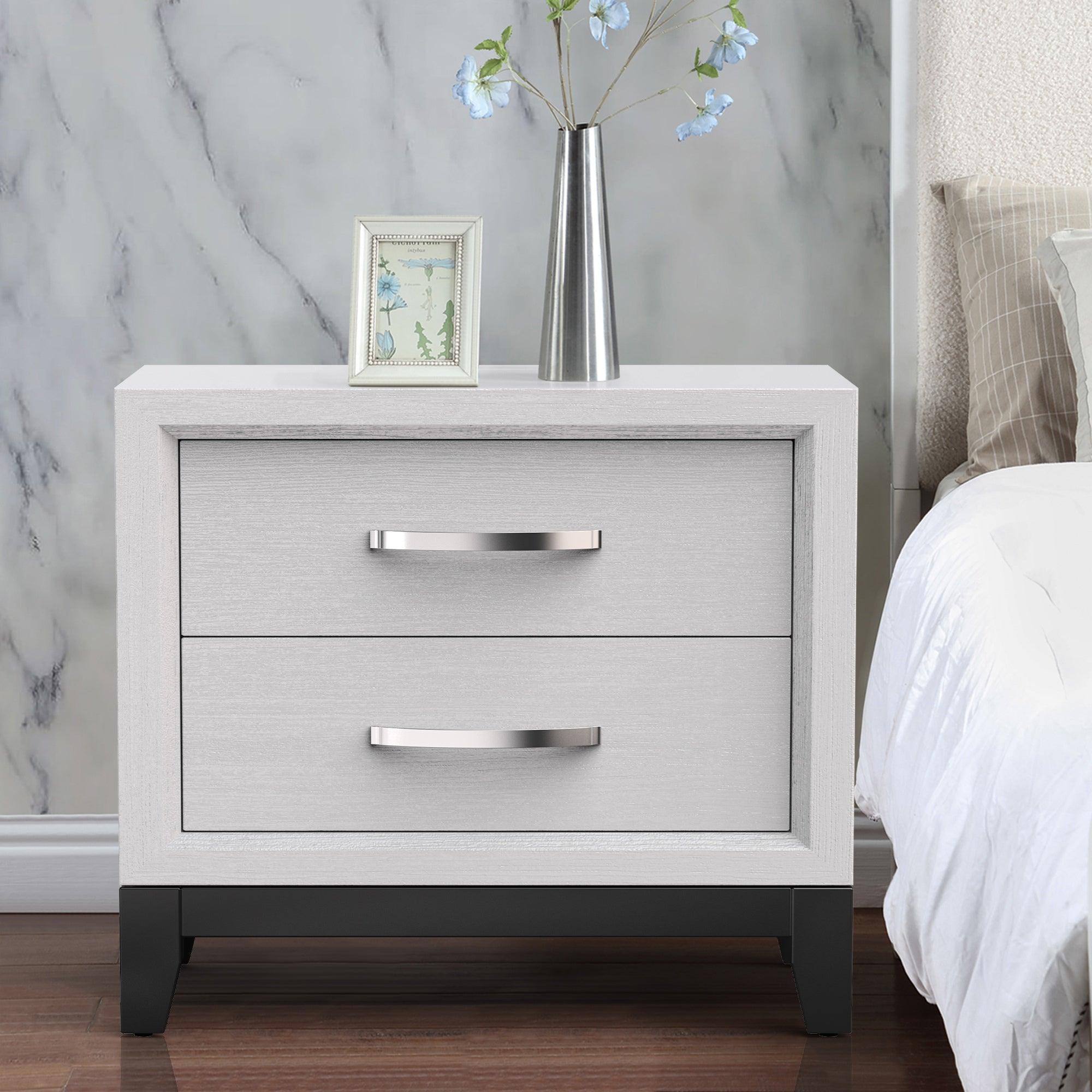 Lucien Modern Wood Nightstand with 2 Drawers - Solid Wood Bedside Table for Bedroom, Living Room & Office - Stylish Storage Furniture with Smooth Gliding Drawers