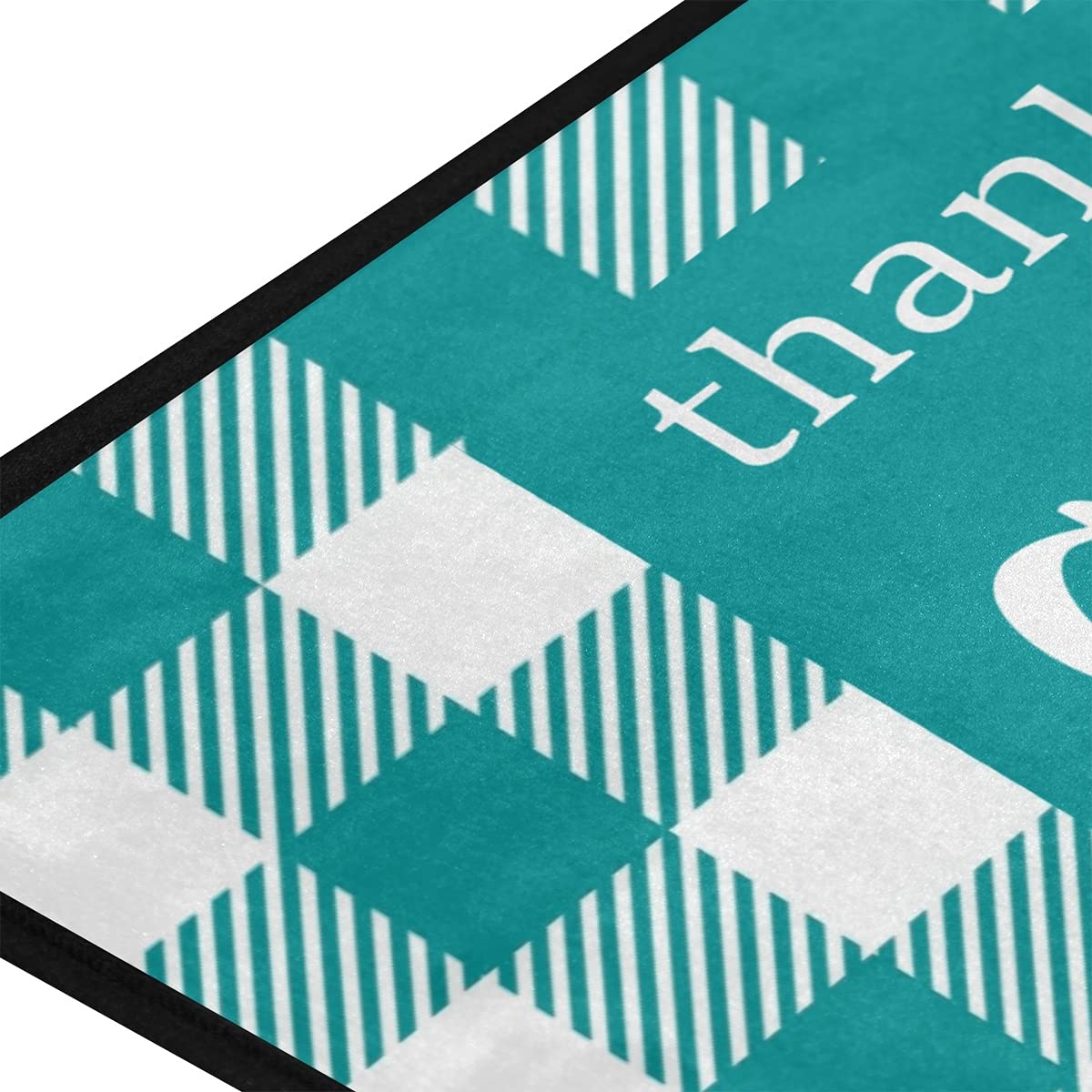 Buffalo Check Sunflower Kitchen Rug - Washable Non-Slip Floor Mat for Kitchen, Turquoise Plaid Anti-Fatigue Comfort Mat - Perfect for Farmhouse Decor & High-Traffic Areas