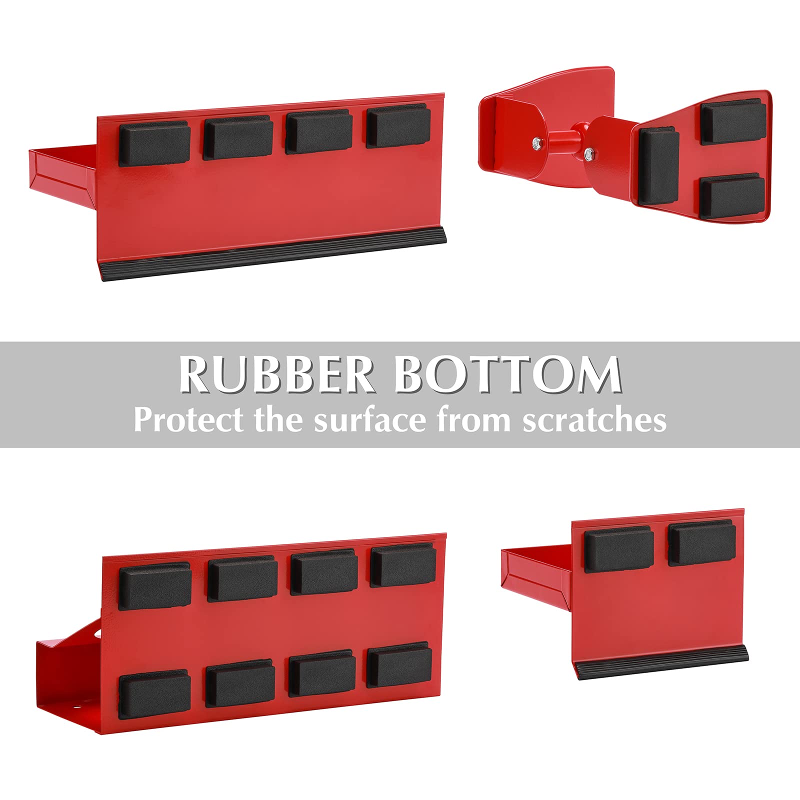 4PCS Magnetic Tool Shelf Set with Tray & Paper Towel Holder - Strong Magnet Organizer for Metal Surfaces - Red - Perfect for Garage, Workshop & DIY Projects