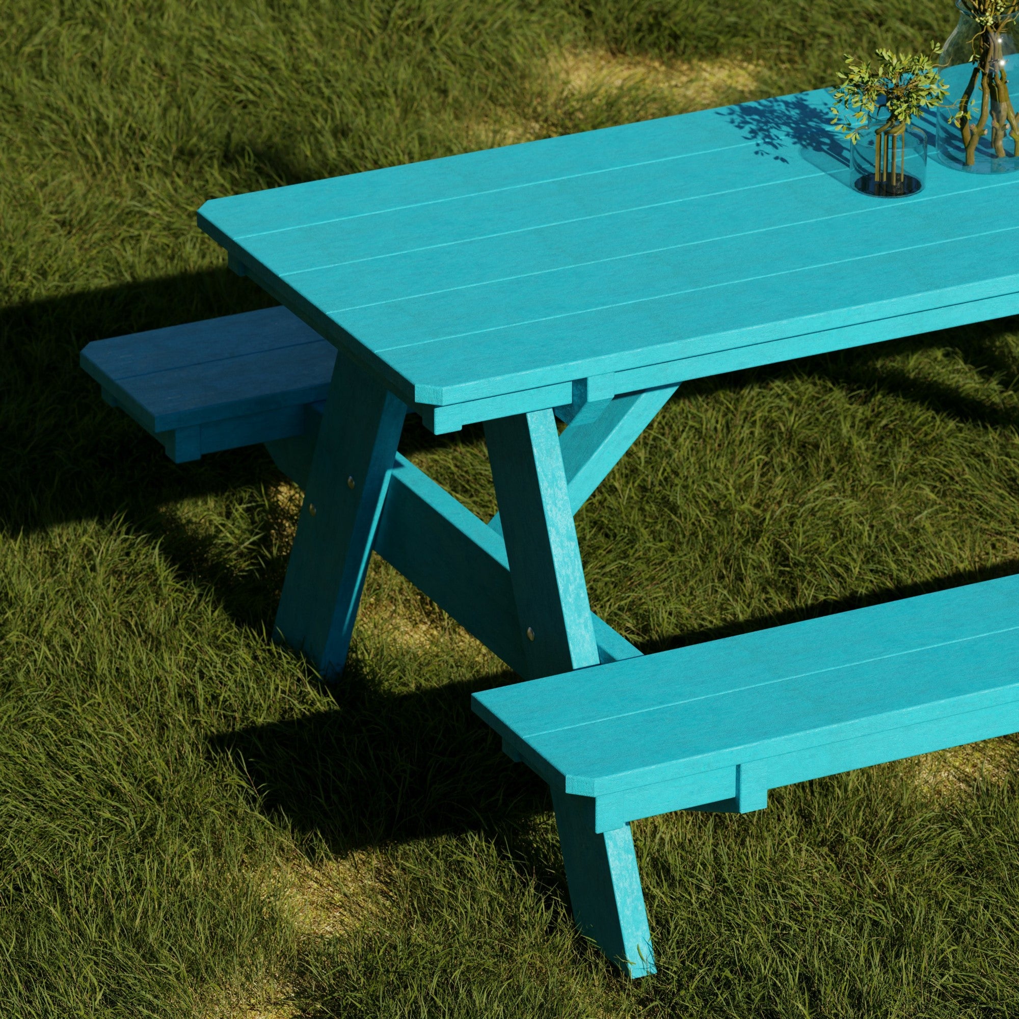 Heritage 72 Inch Outdoor Picnic Table with Attached Benches - Durable All-Weather Patio Furniture for Backyard, Garden, and Park Gatherings