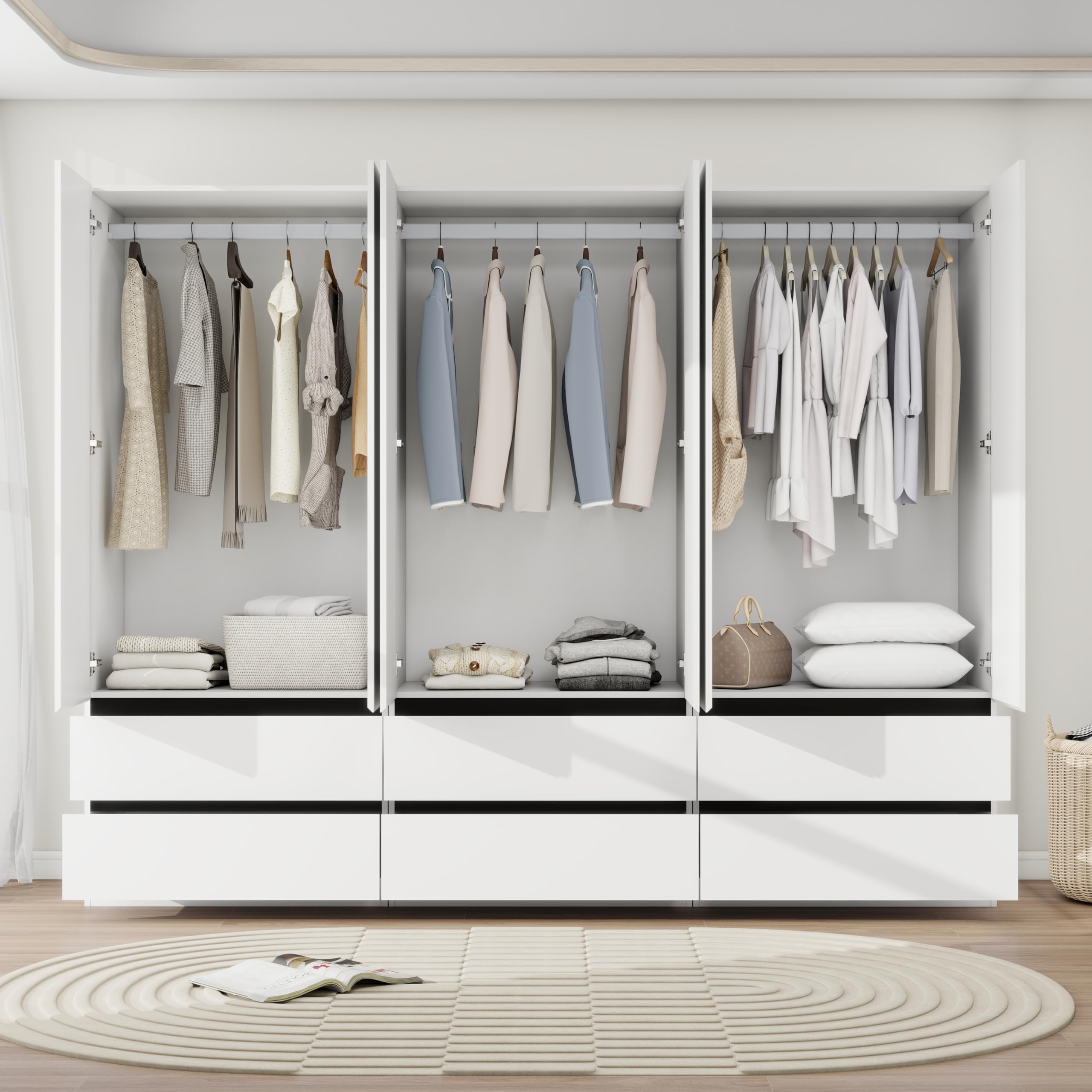 Modern White Armoire Wardrobe Closet with 2 Doors - 75