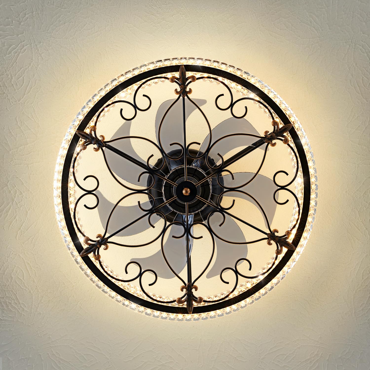 HuixuTe 52 Inch Caged Ceiling Fan with LED Light and Remote Control, 6 Speed Adjustable Industrial Farmhouse Ceiling Fan for Kitchen, Bedroom, Living Room - Perfect for Home Cooling and Stylish Interior Decor