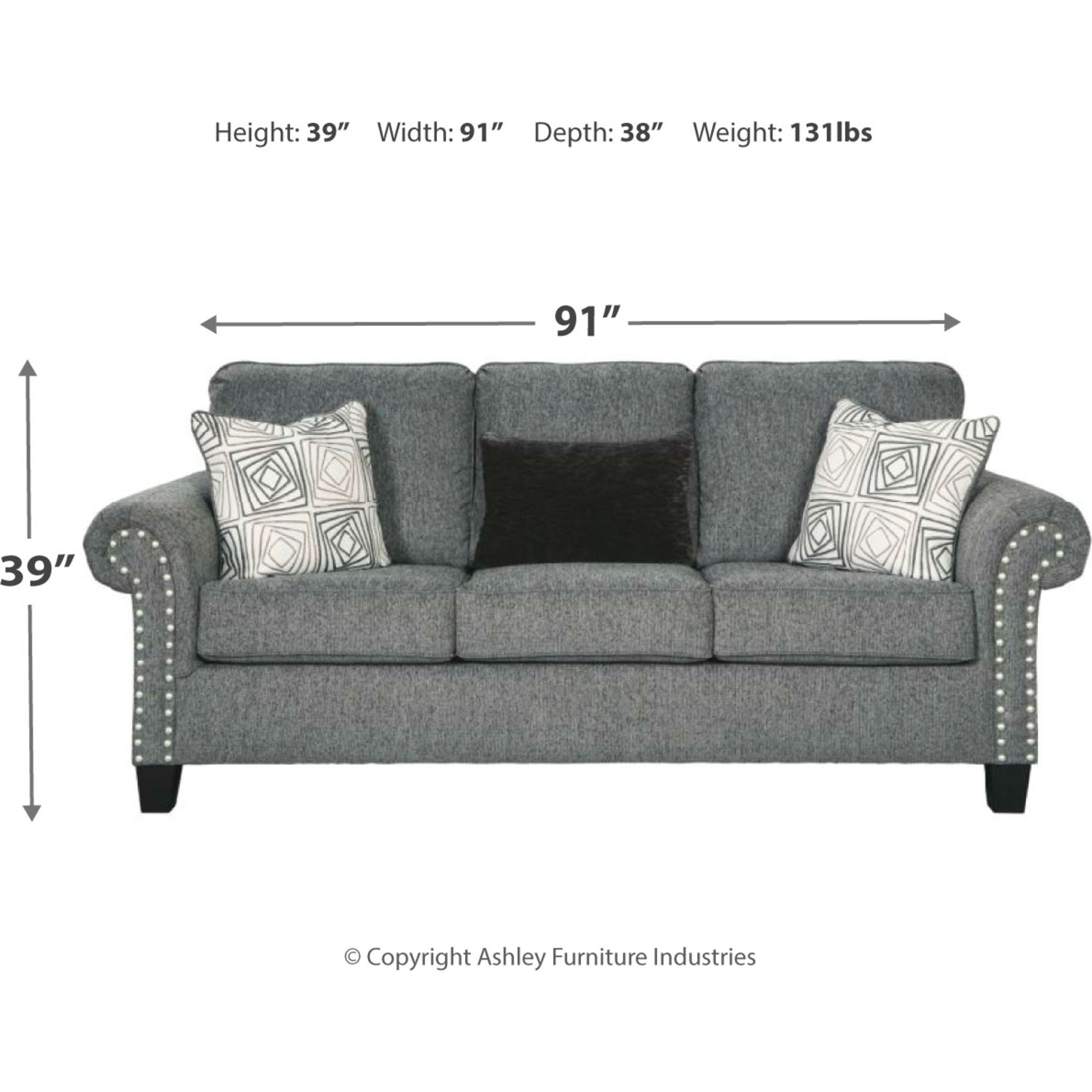 Agleno Charcoal Gray Sofa - Modern Comfortable Couch for Living Room, Lounge & Home Theater Seating