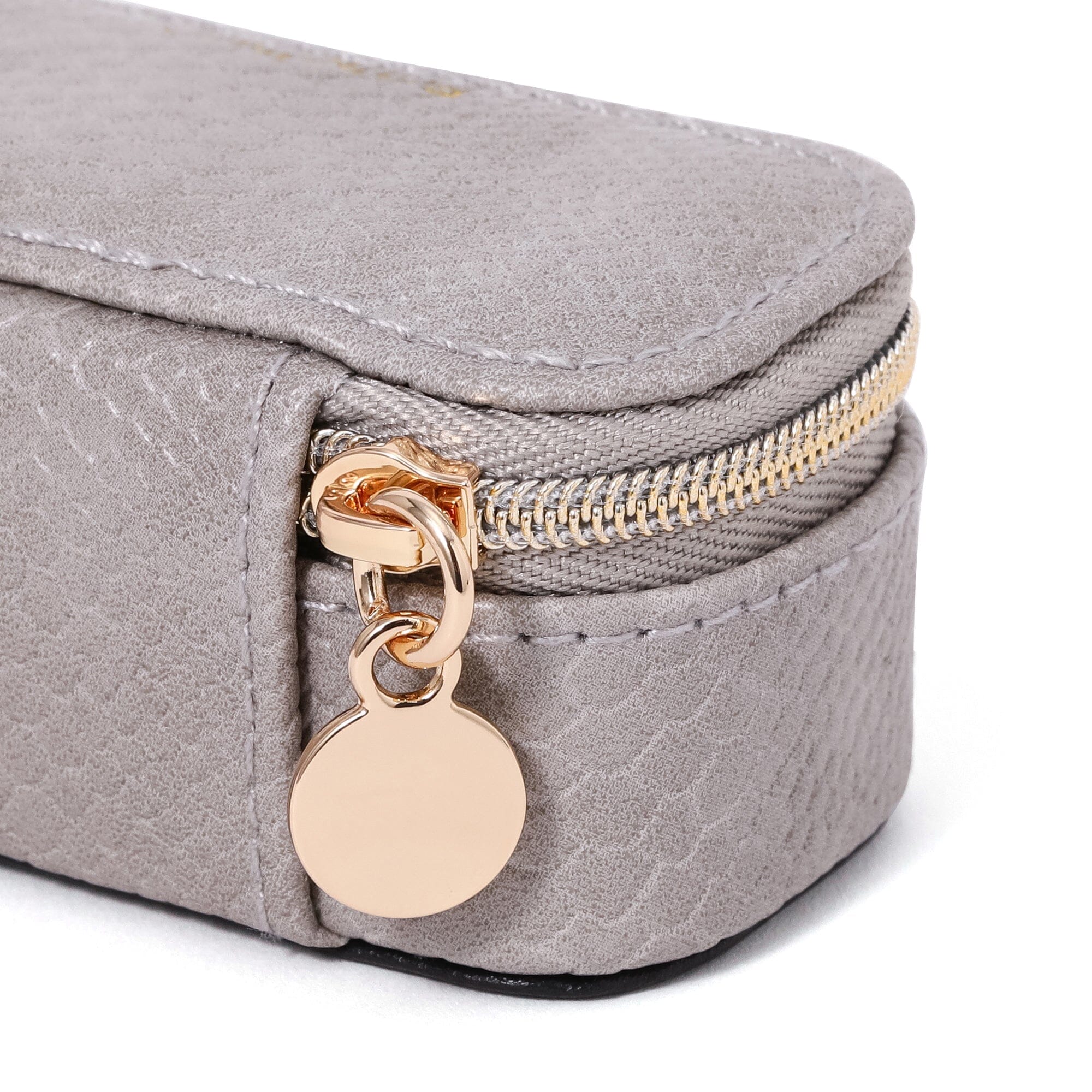 Flavia Mini Travel Jewelry Box - Compact Grey Jewelry Organizer for Necklaces, Rings & Earrings - Perfect for Vacation, Business Trips & Gifts