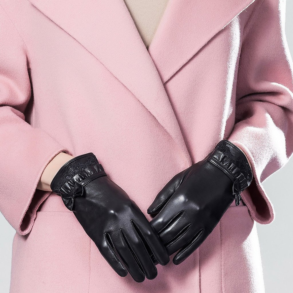 XOMO Women's Winter Driving Gloves - Soft Lambskin Leather Touchscreen Gloves for Ladies - Warm & Stylish Cold Weather Accessories for Driving, Commuting, and Outdoor Activities