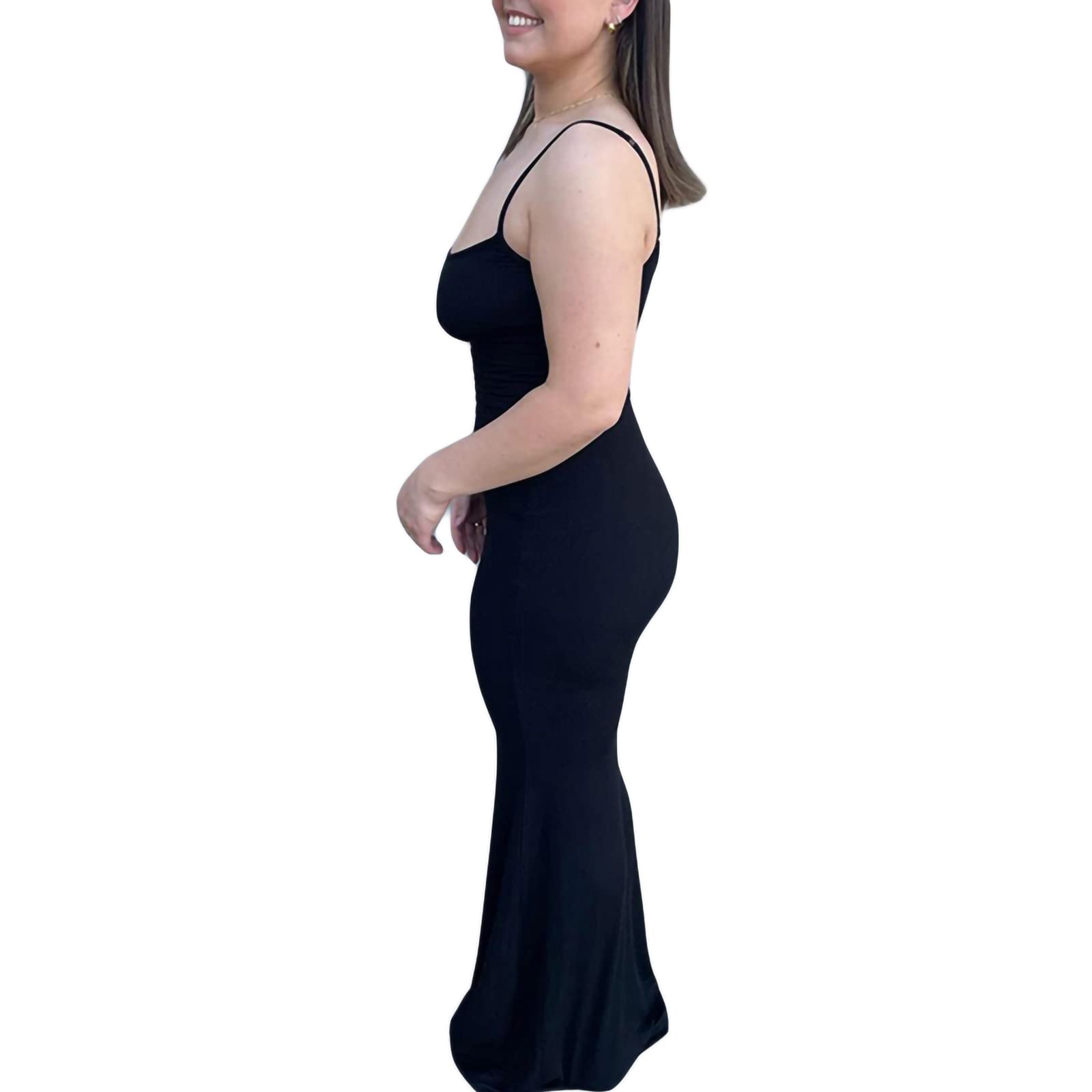 Sexy Women's Solid Maxi Bodycon Dress - Spaghetti Strap Sleeveless Cami Long Dress for Evening Party, Club, Wedding & Formal Occasions