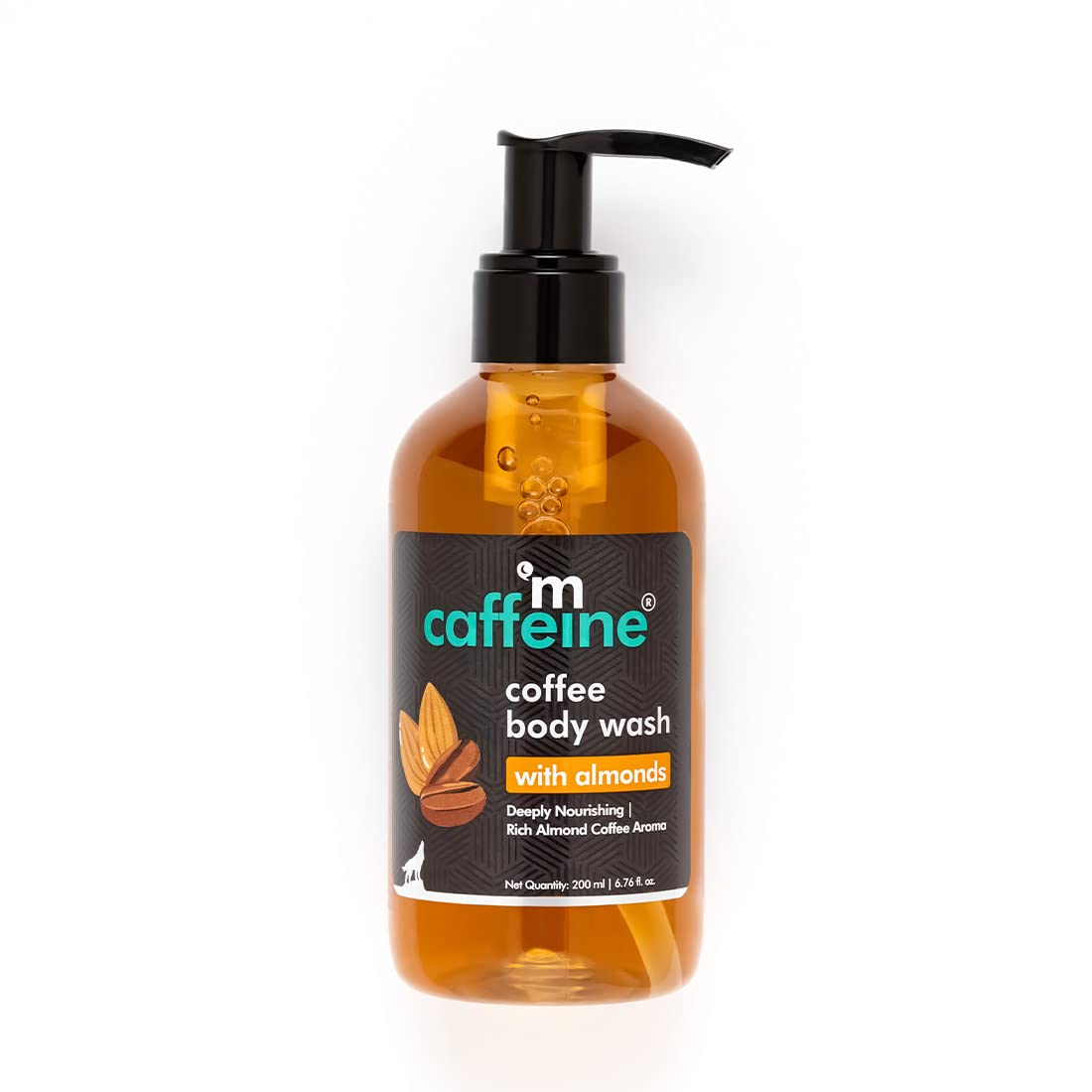 Mcaffeine Coffee Body Wash with Almonds - De-Tan & Deep Cleansing Shower Gel Enriched with Vitamin E | Energizing Nutty Almond Aroma | Suitable for All Skin Types - Men & Women (200ml) | Perfect for Morning Showers & Post-Workout Refreshment