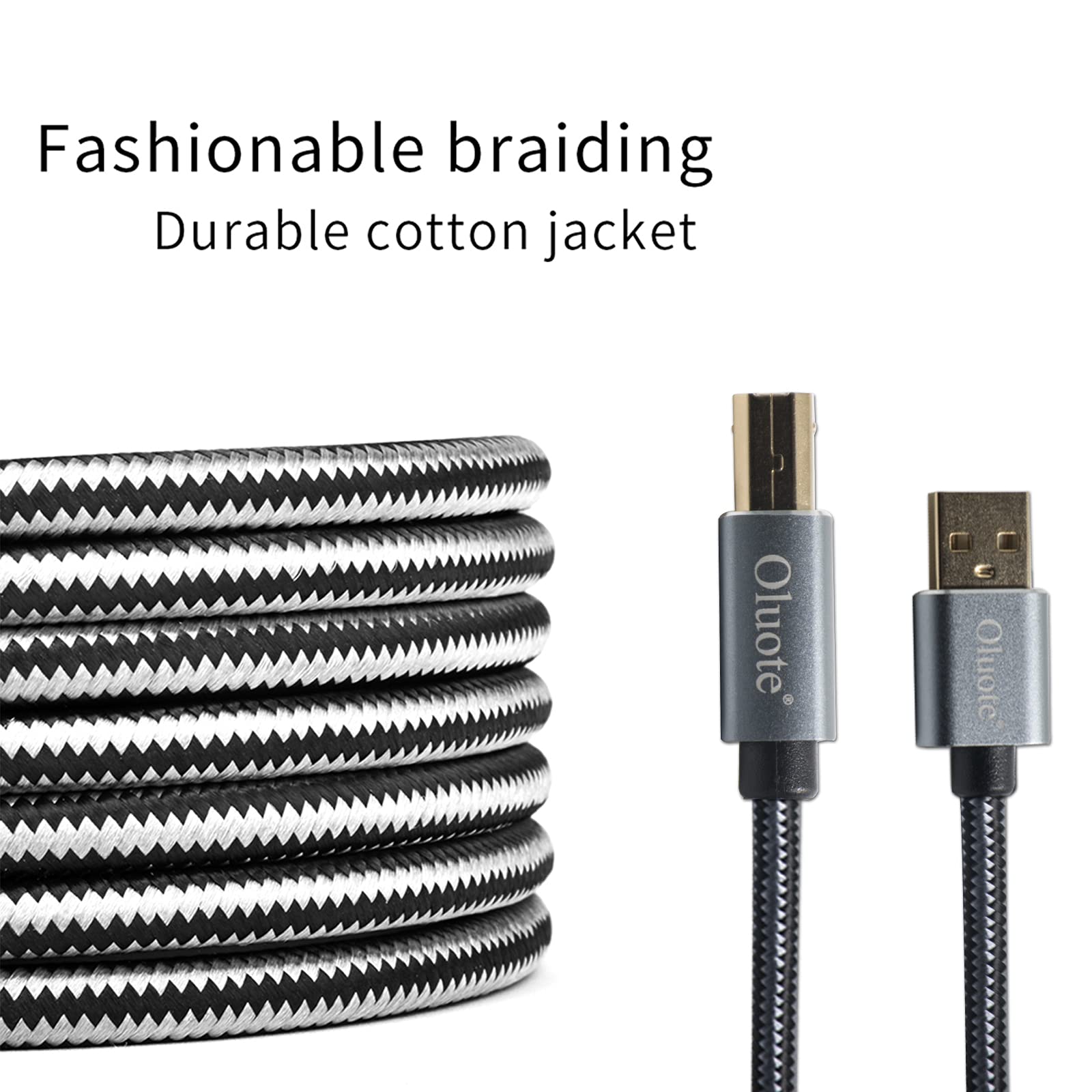 Oluote USB 2.0 Printer Cable - A Male to B Male High Speed Scanner Cord for Computer, Printer, Scanner & External Hard Drive (5m/16.4ft) - Perfect for Home Office, Printing Documents & Connecting Storage Devices