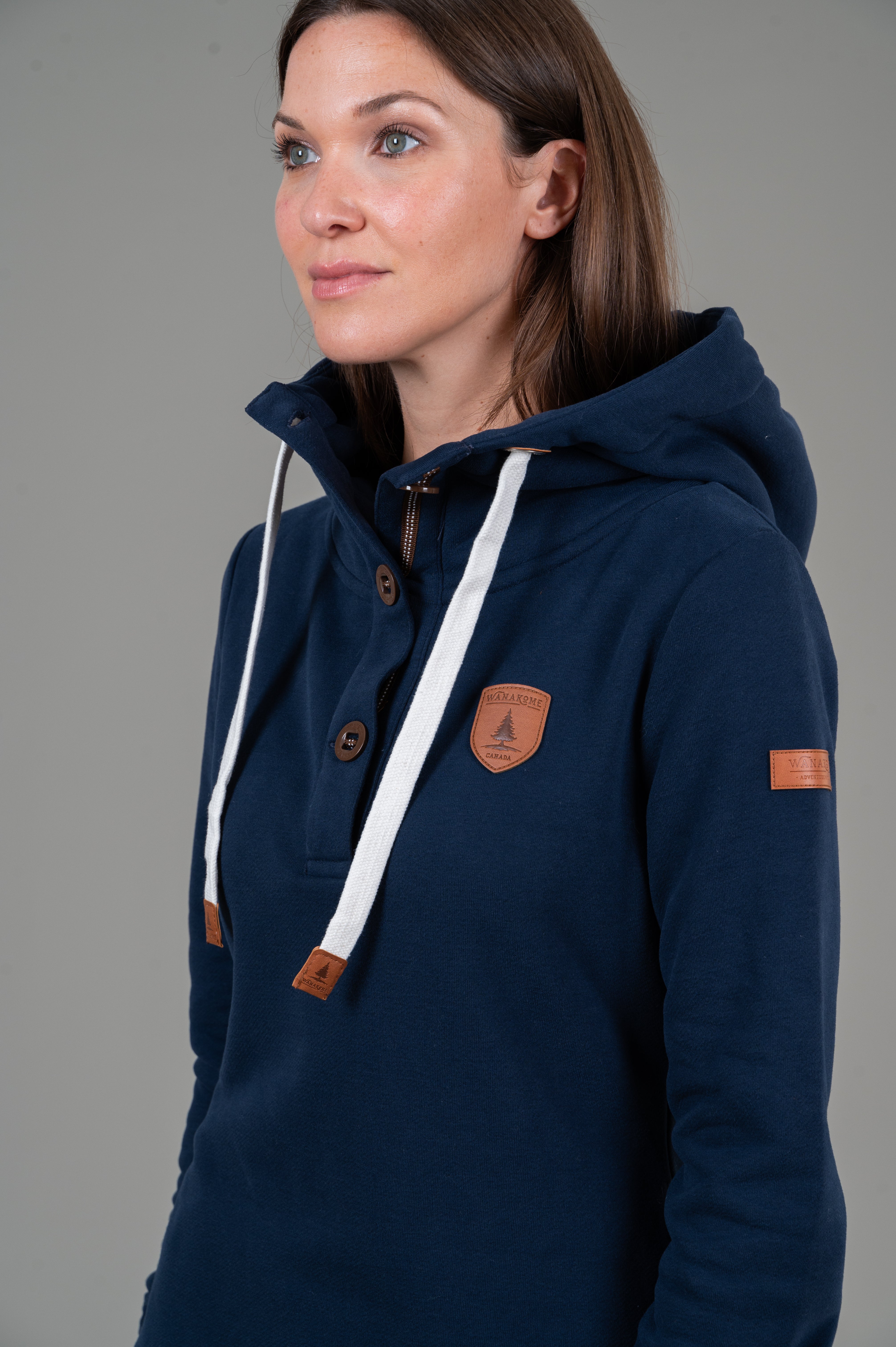 Men's Oxford Blue Button-Up Hoodie with Neck - Stylish Casual Wear for Everyday Outfits & Layering