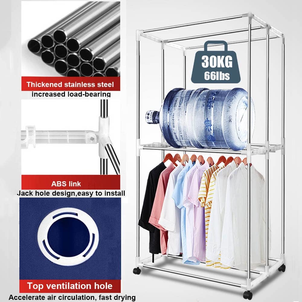 1600W Foldable Electric Clothes Dryer Rack - 3 Layer Heated Laundry Drying Rack with Stainless Steel Frame | Energy Efficient Anion Technology for Fast Drying | Compact Space-Saving Design for Apartments, Dorms & Small Homes (Blue) - Perfect for Winter, Rainy Days & Limited Outdoor Drying Space