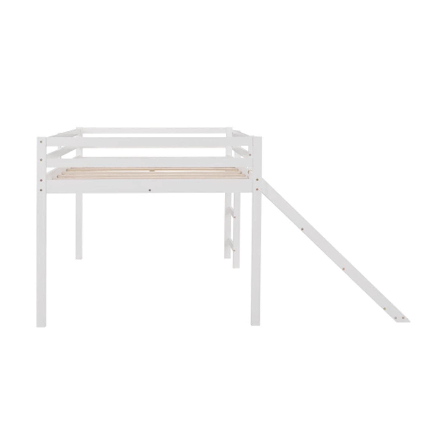 Full Size Wood Loft Bed with Slide & Ladder - Sturdy Twin XL Bunk Bed with Full-Length Safety Guardrail & Spacious Underbed Storage - Perfect Kids Bedroom Furniture for Boys & Girls - Ideal for Small Spaces, Dorm Rooms & Play Areas