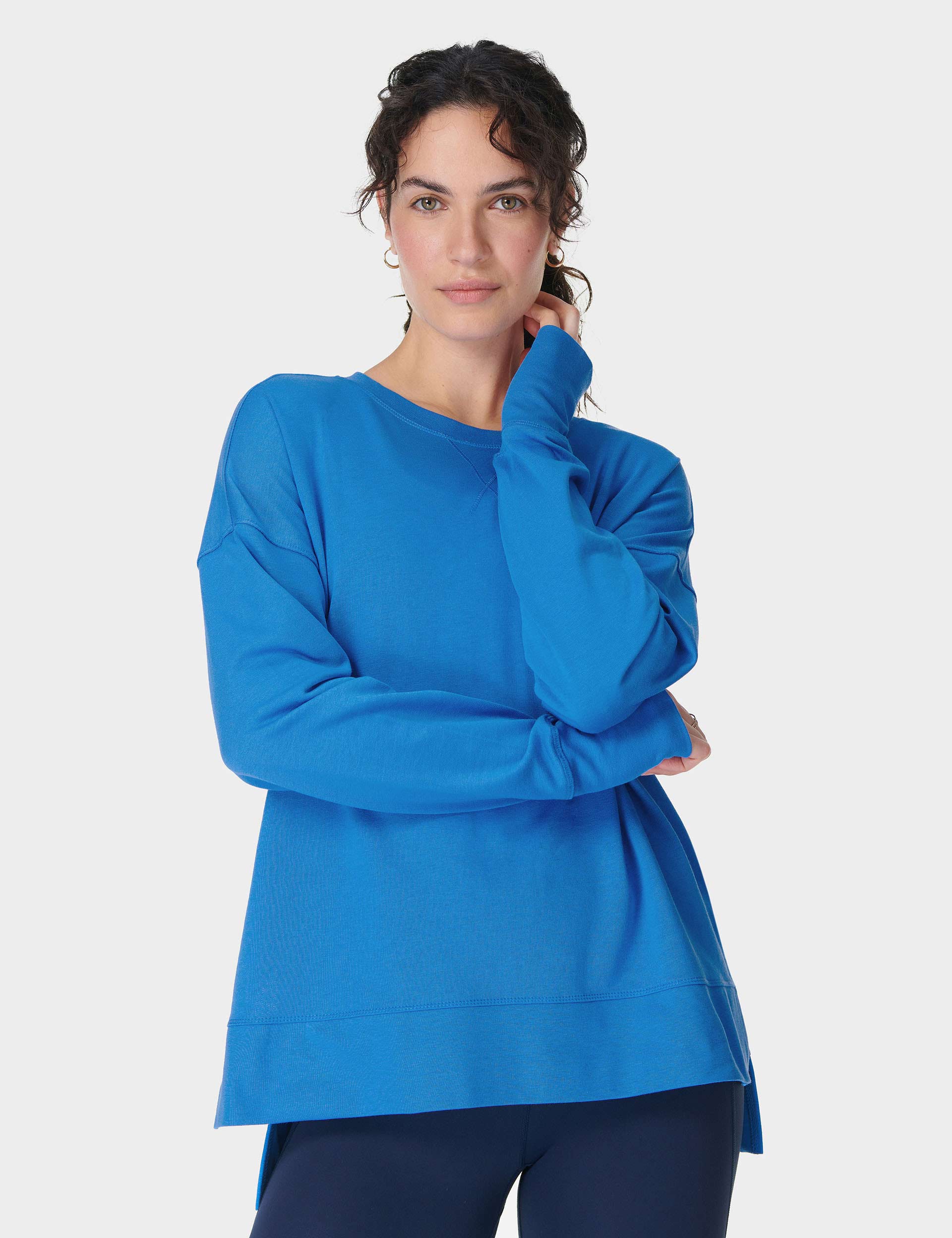 After Class Longline Sweatshirt for Women - Trendy Oversized Pullover Hoodie in Tidal Blue | Perfect for Casual Wear, Lounge, and Street Style Outfits