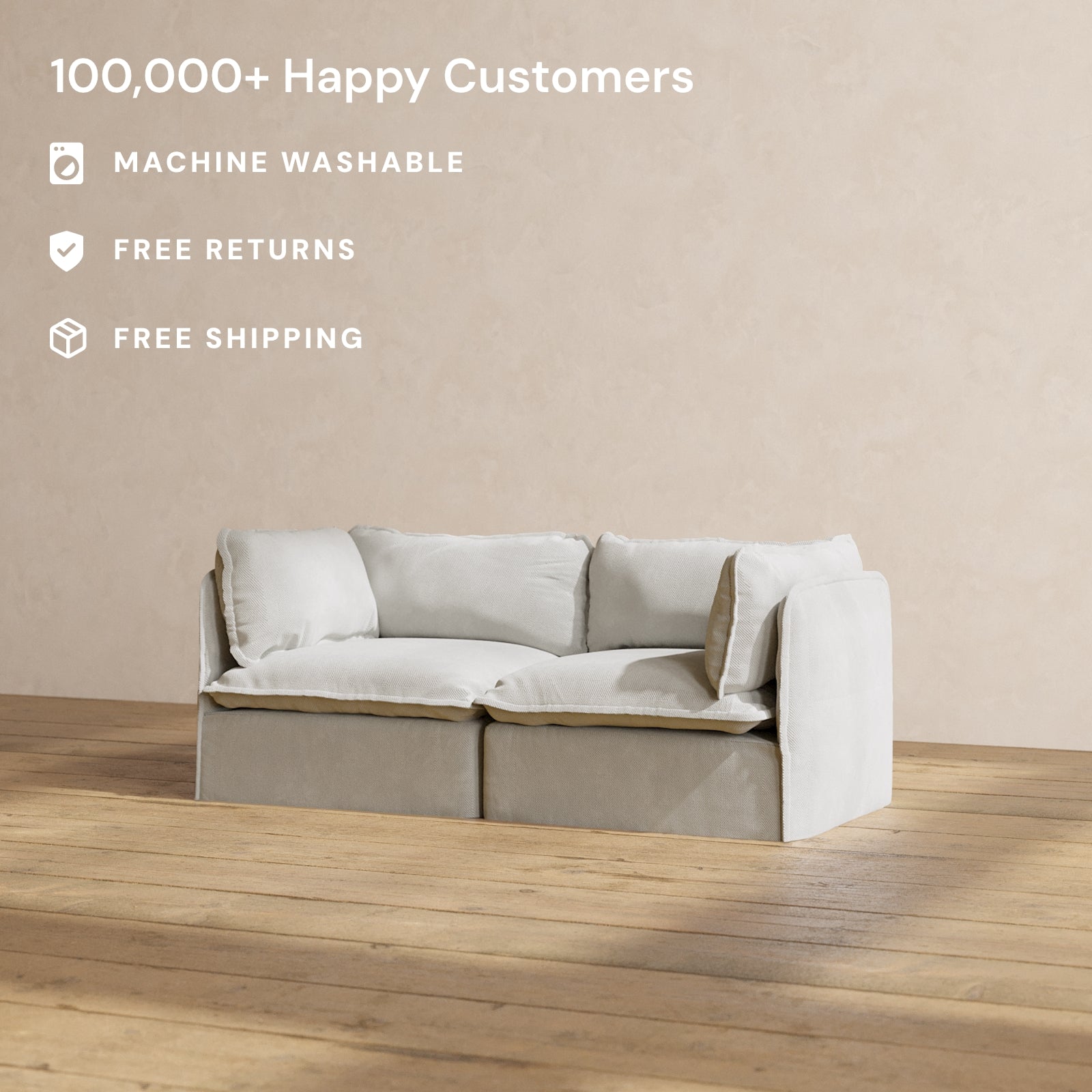 Premium Modular Performance 2-Seater Sofa in Cloud Gray | Luxury Blend Fabric | Perfect for Living Room, Lounge & Home Theater Seating