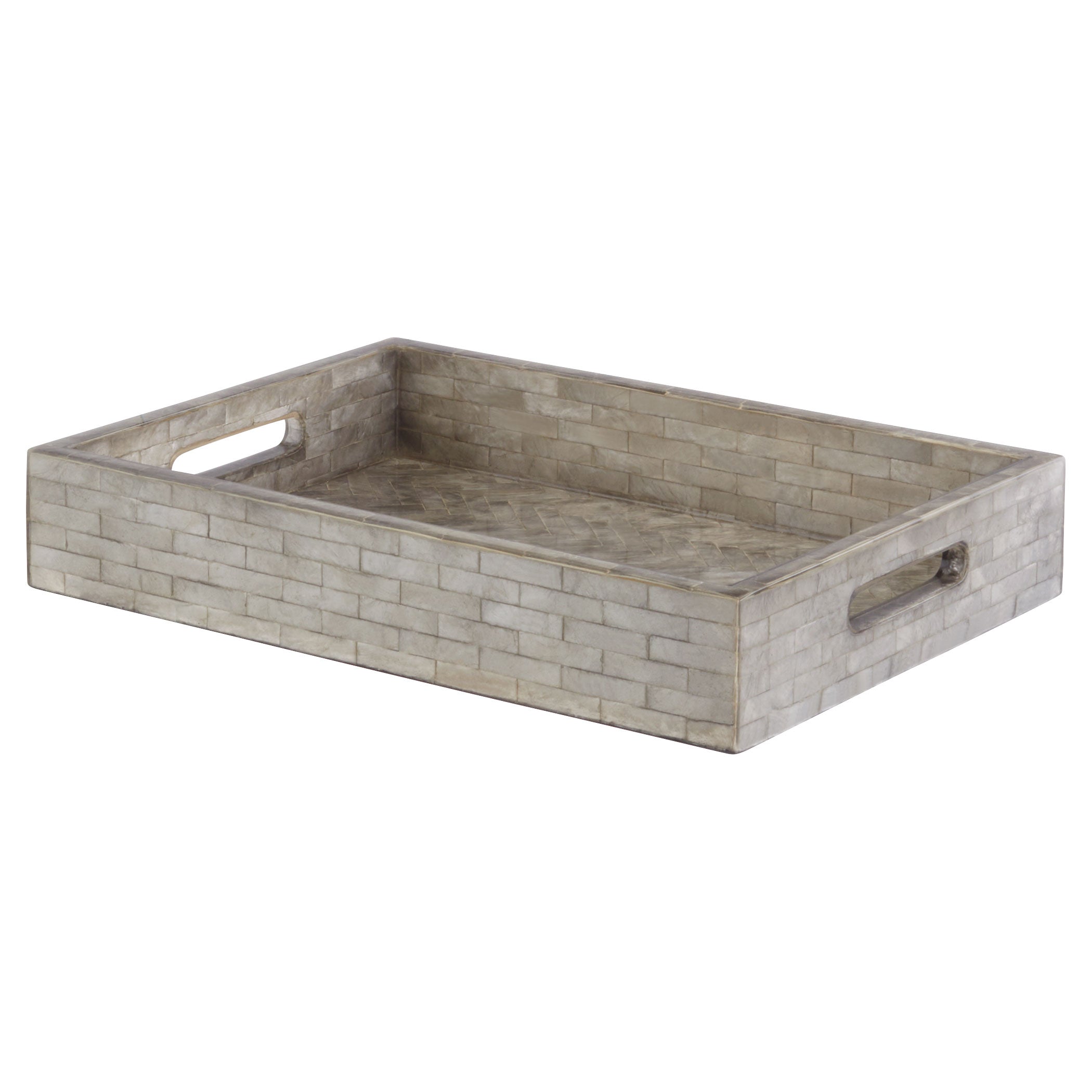 Cyan Design 11682 Triton Rectangle Tray - Small Smoke Gray Decorative Serving Tray for Dining, Bathroom, or Coffee Table Decor