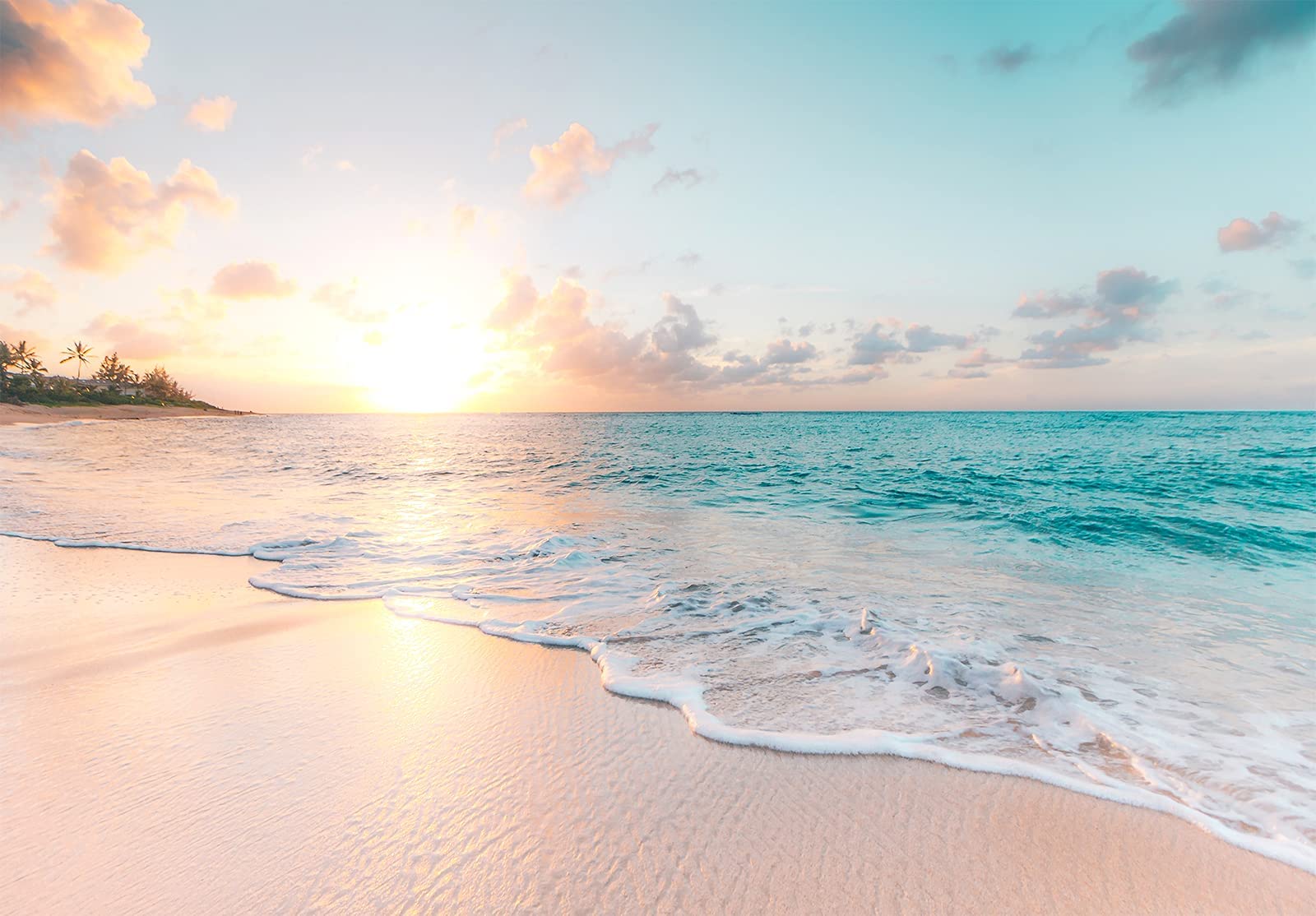 Romantic Sunset Beach Wall Mural - Premium Printed Wallpaper for Living Room, Bedroom & Dining Room Decor | Non-Peel & Stick | Perfect for Coastal, Boho or Vacation Theme Home Design