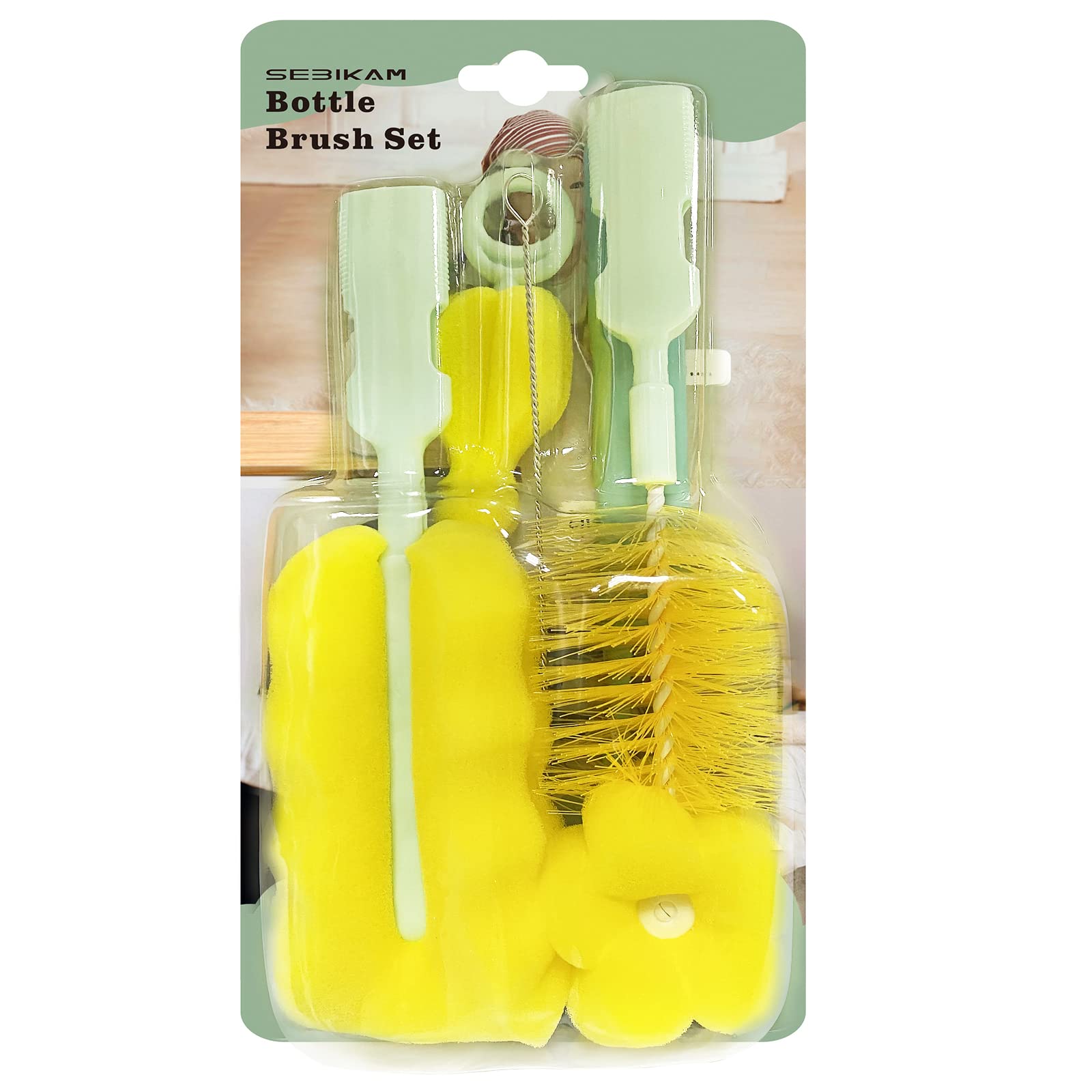 4-in-1 Baby Bottle Brush Cleaning Kit with Sponge Brush, Nipple Cleaner, Straw Brush & Long Handle - Safe for Glass & Plastic Nursing Bottles - Perfect for Newborn Feeding Essentials & Travel Baby Care